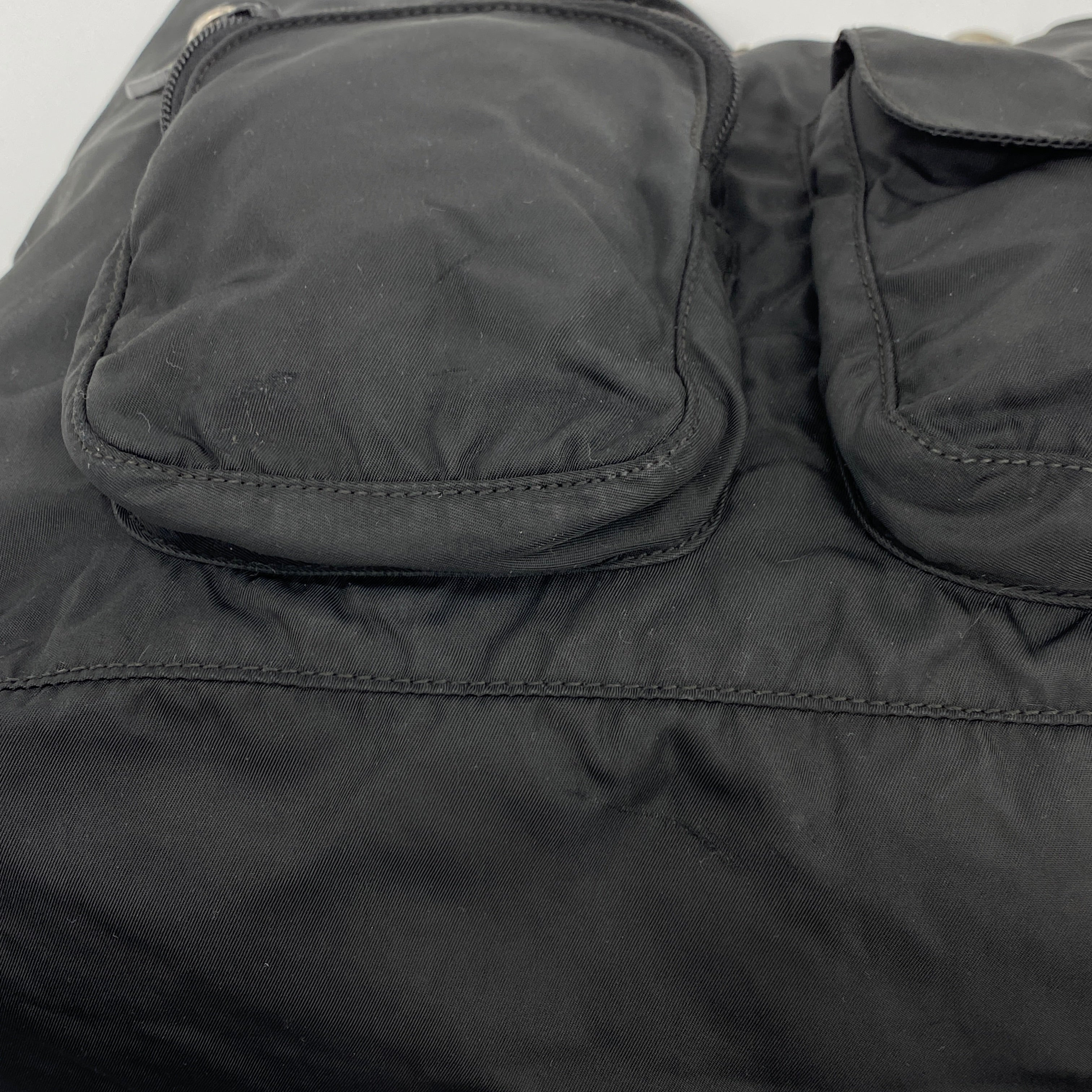Nylon Multi Pocket Hobo Bag Black - Vintage Luxuries
