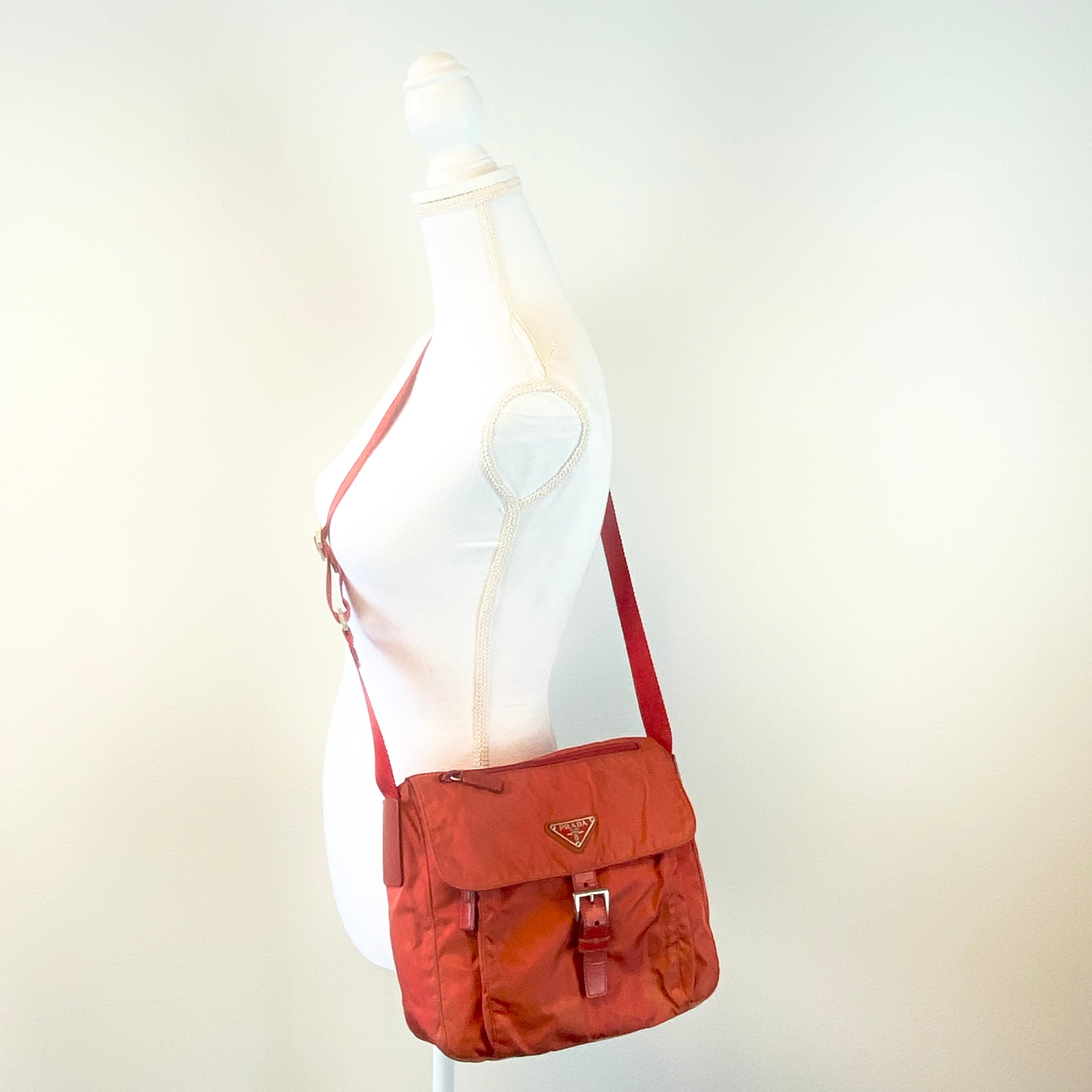 Nylon Messenger Small Crossbody Red - Vintage Luxuries