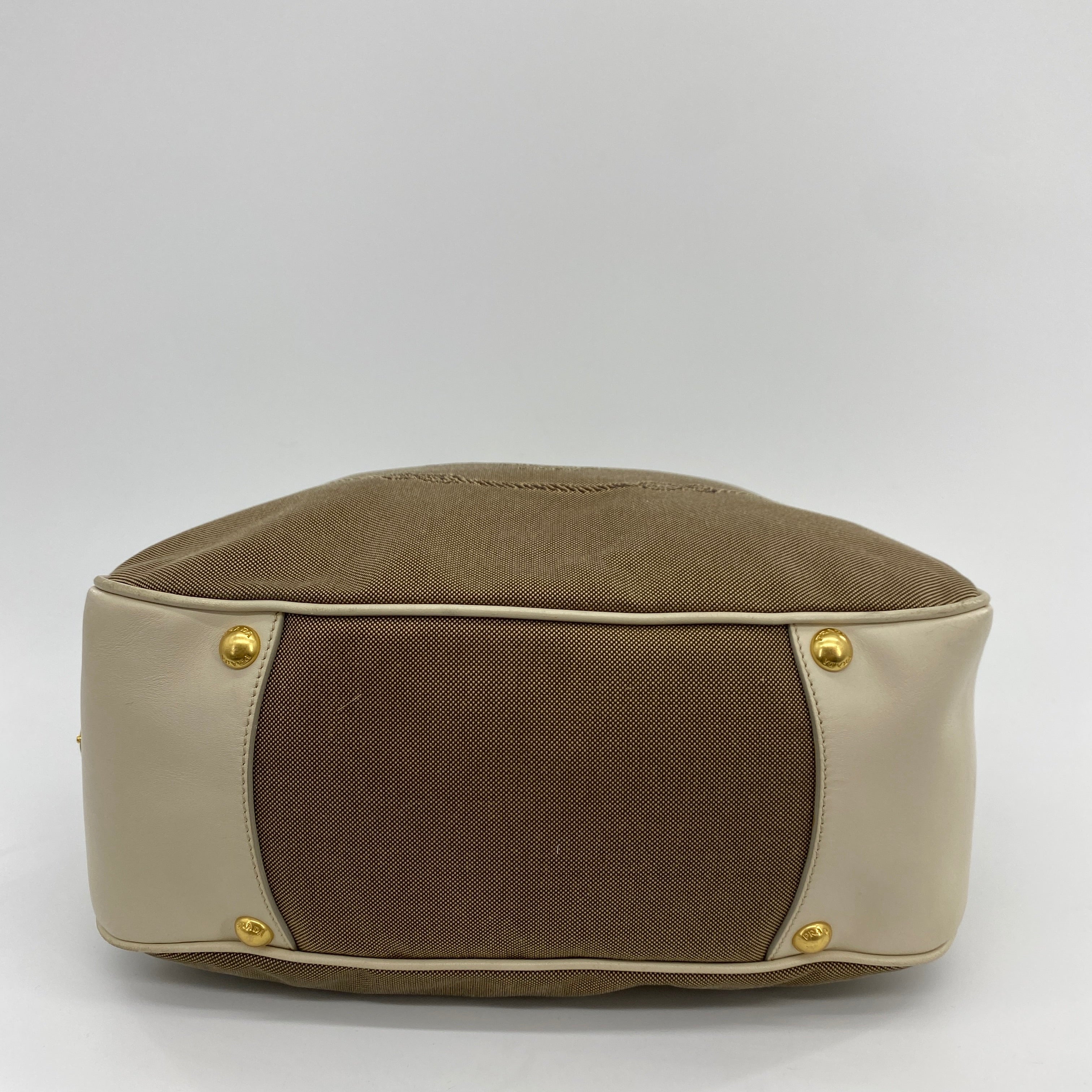 Canvas Logo Jacquard Hobo Bag Beige