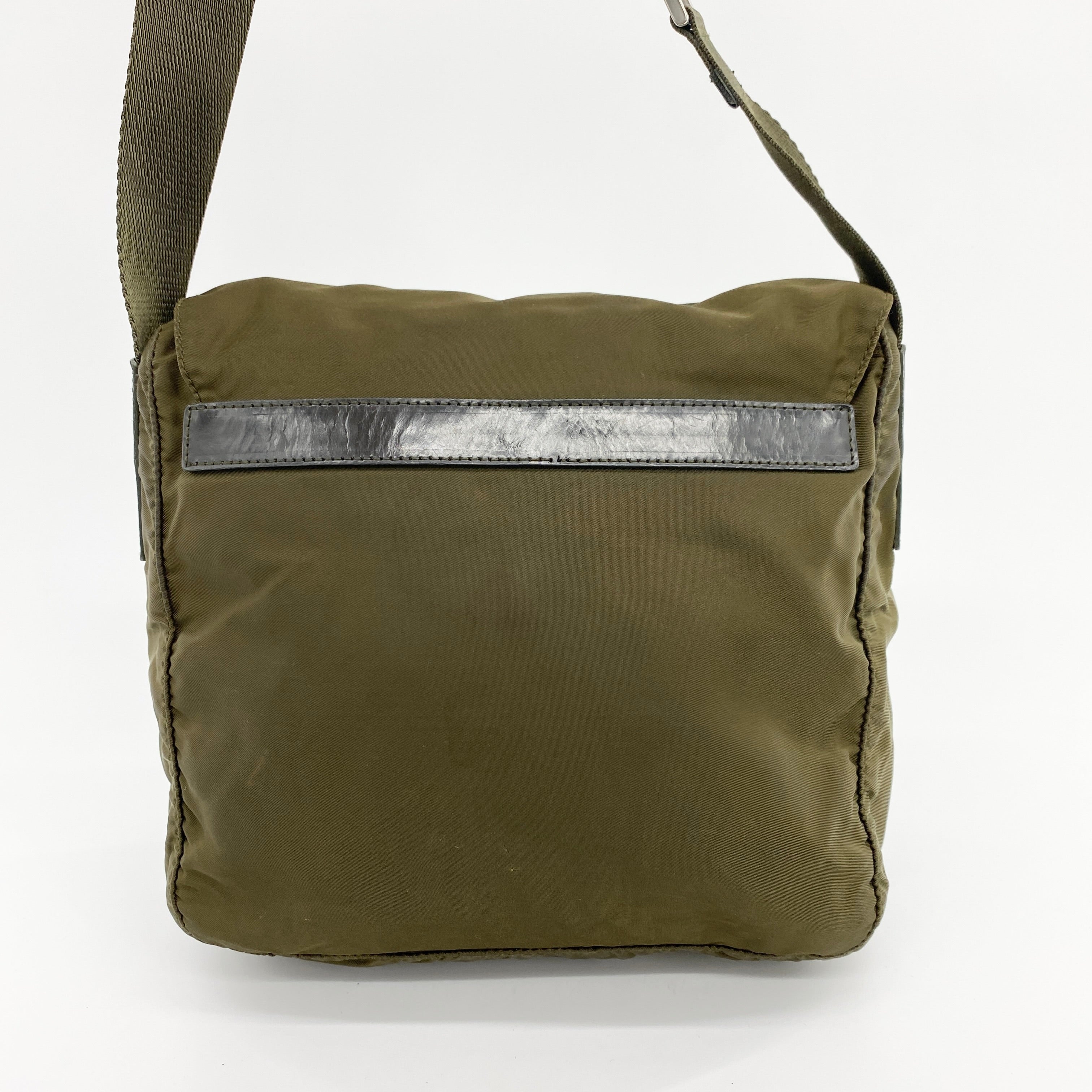 Nylon Messenger Small Crossbody Olive Green - Vintage Luxuries