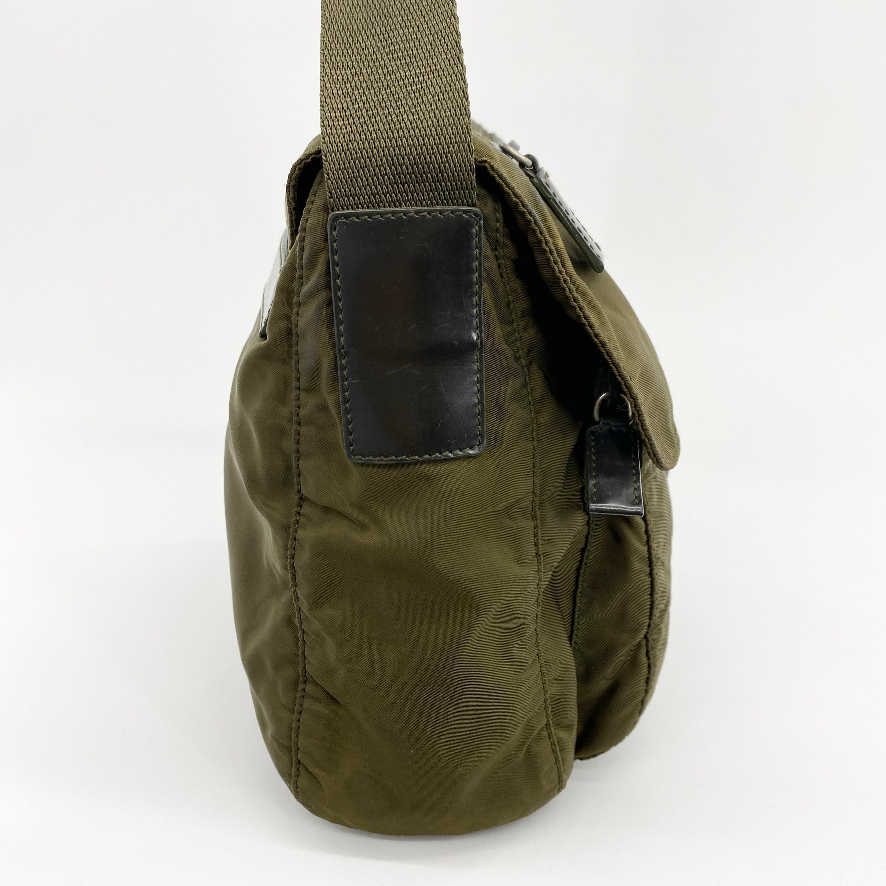 Nylon Messenger Small Crossbody Olive Green - Vintage Luxuries