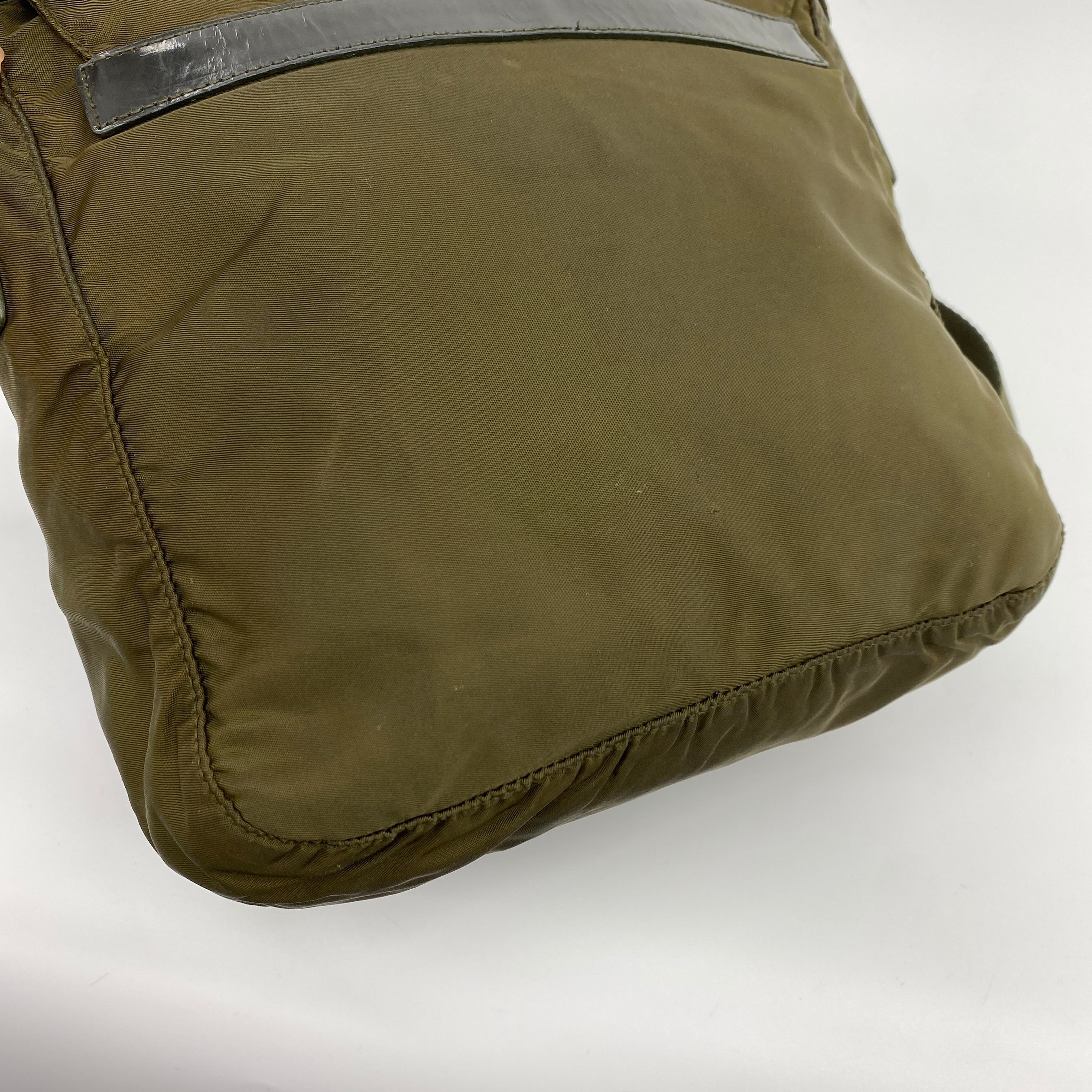 Nylon Messenger Small Crossbody Olive Green - Vintage Luxuries