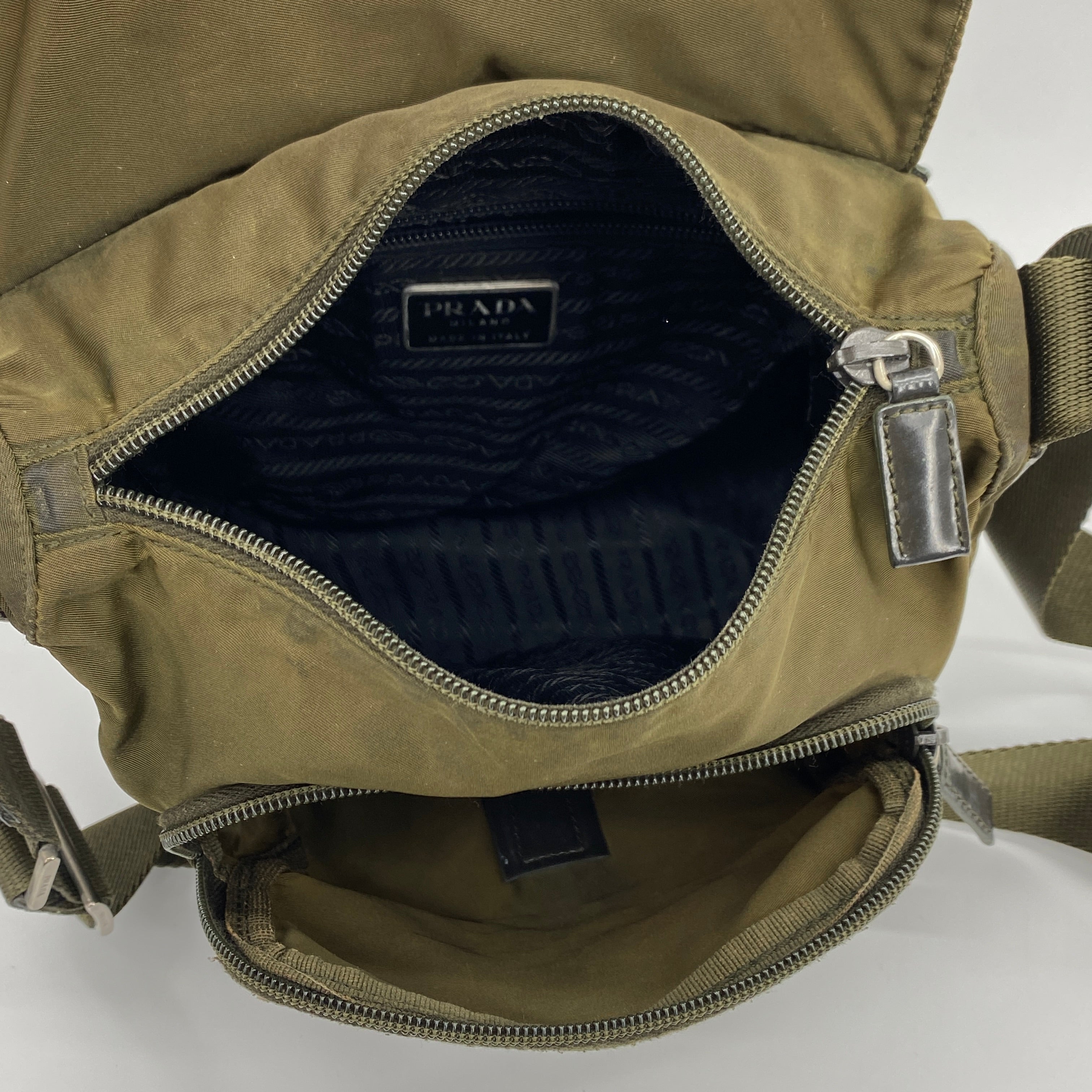 Nylon Messenger Small Crossbody Olive Green - Vintage Luxuries