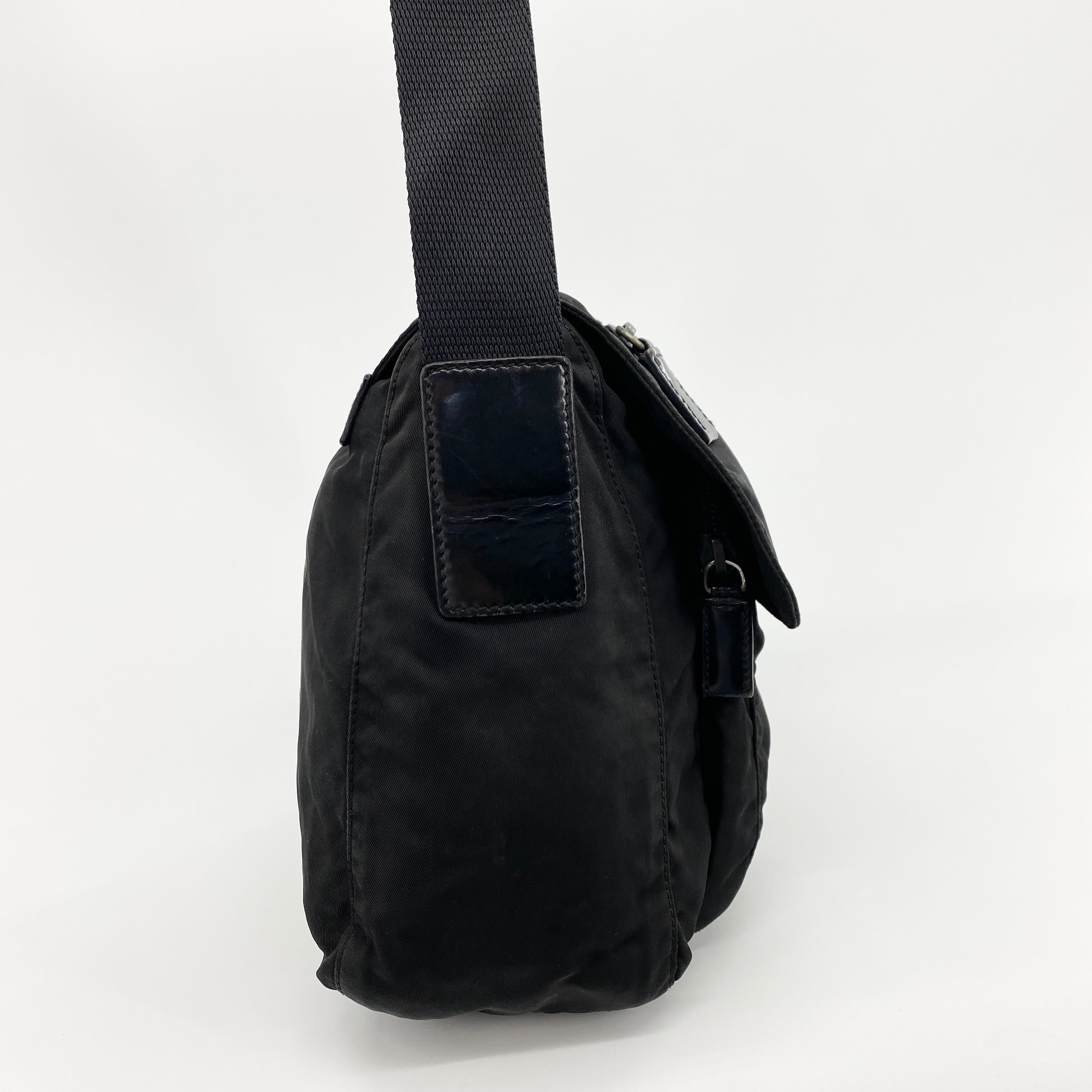 Nylon Messenger Small Crossbody Black - Vintage Luxuries