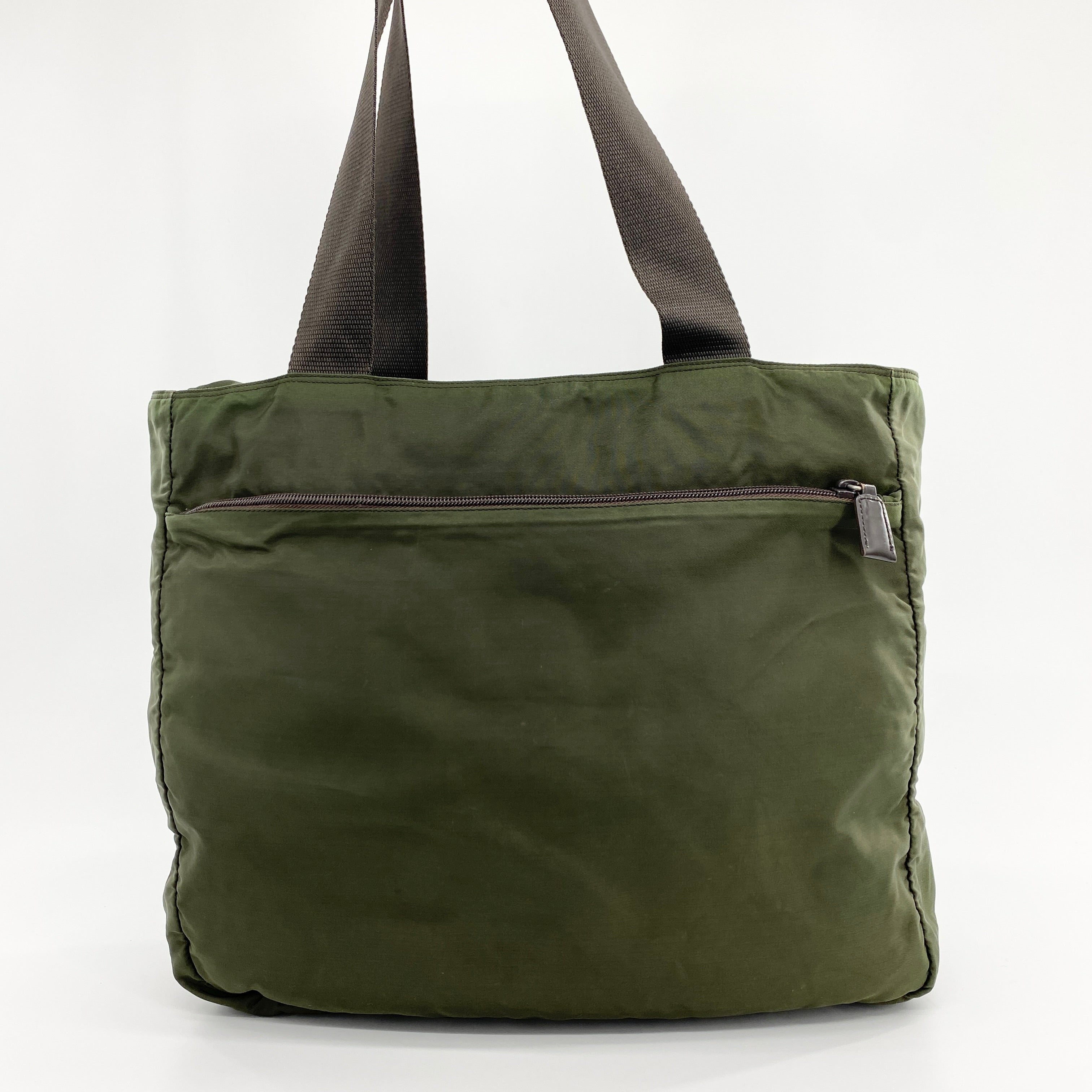 Nylon Zipper Tote Dark Green - Vintage Luxuries