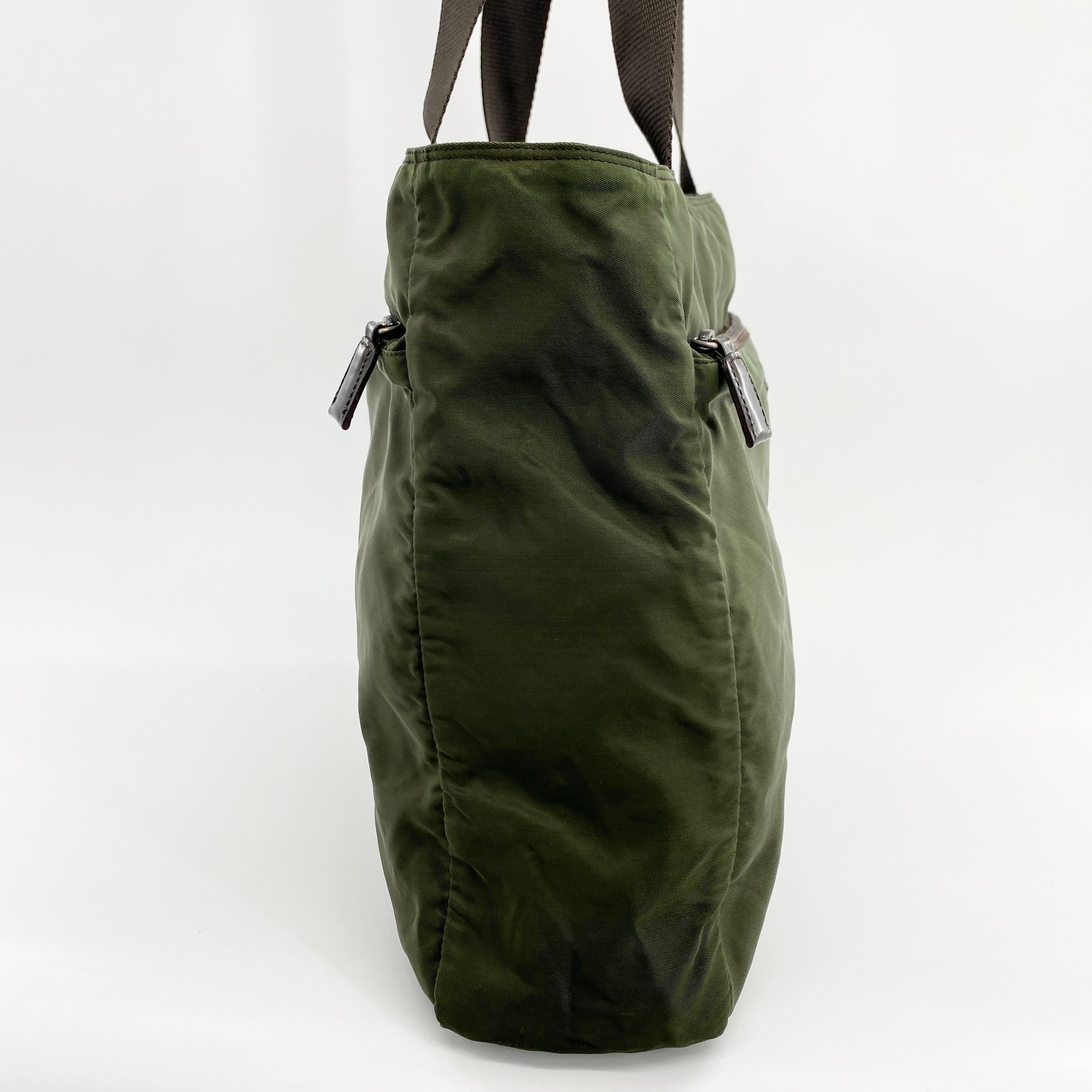 Nylon Zipper Tote Dark Green - Vintage Luxuries