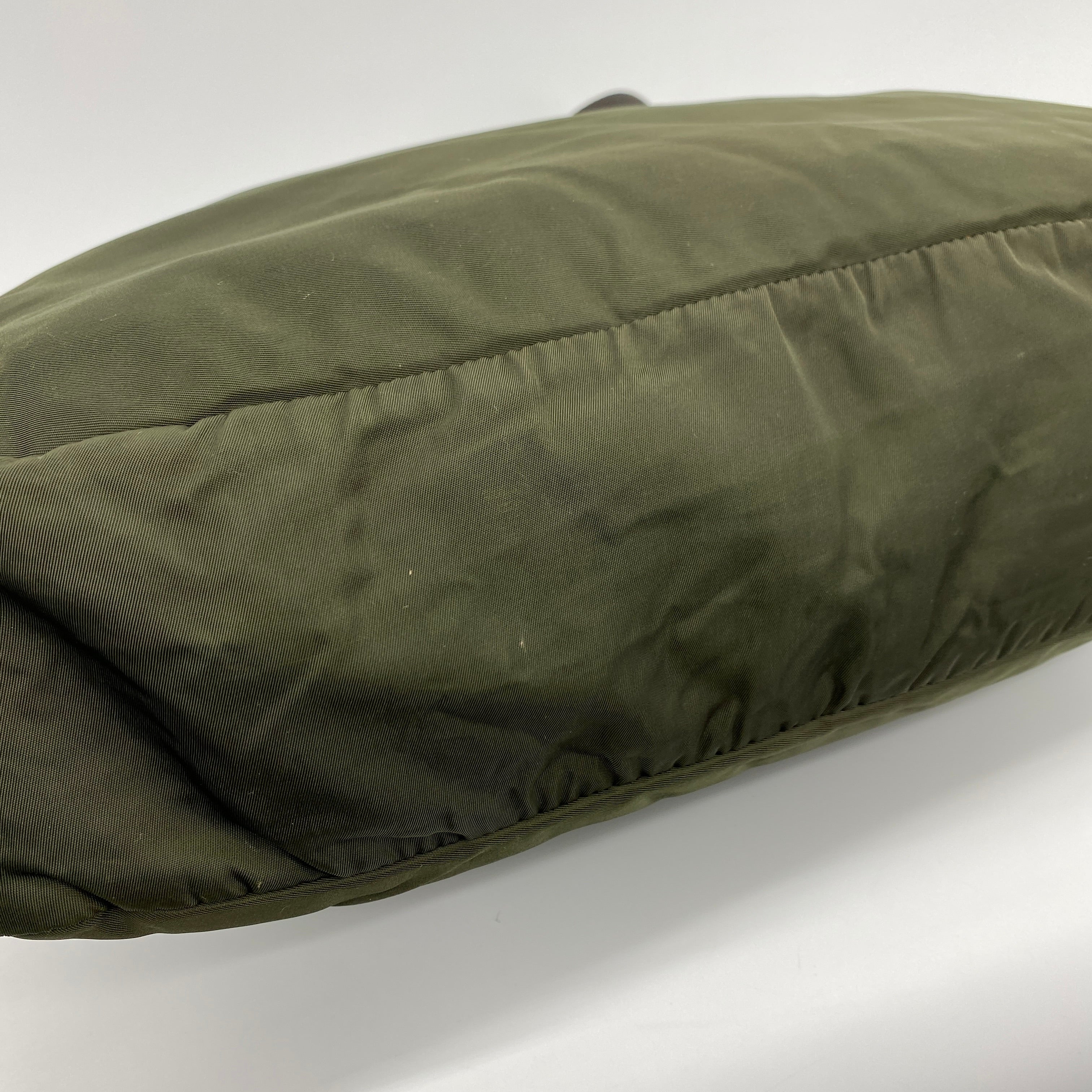 Nylon Zipper Tote Dark Green - Vintage Luxuries