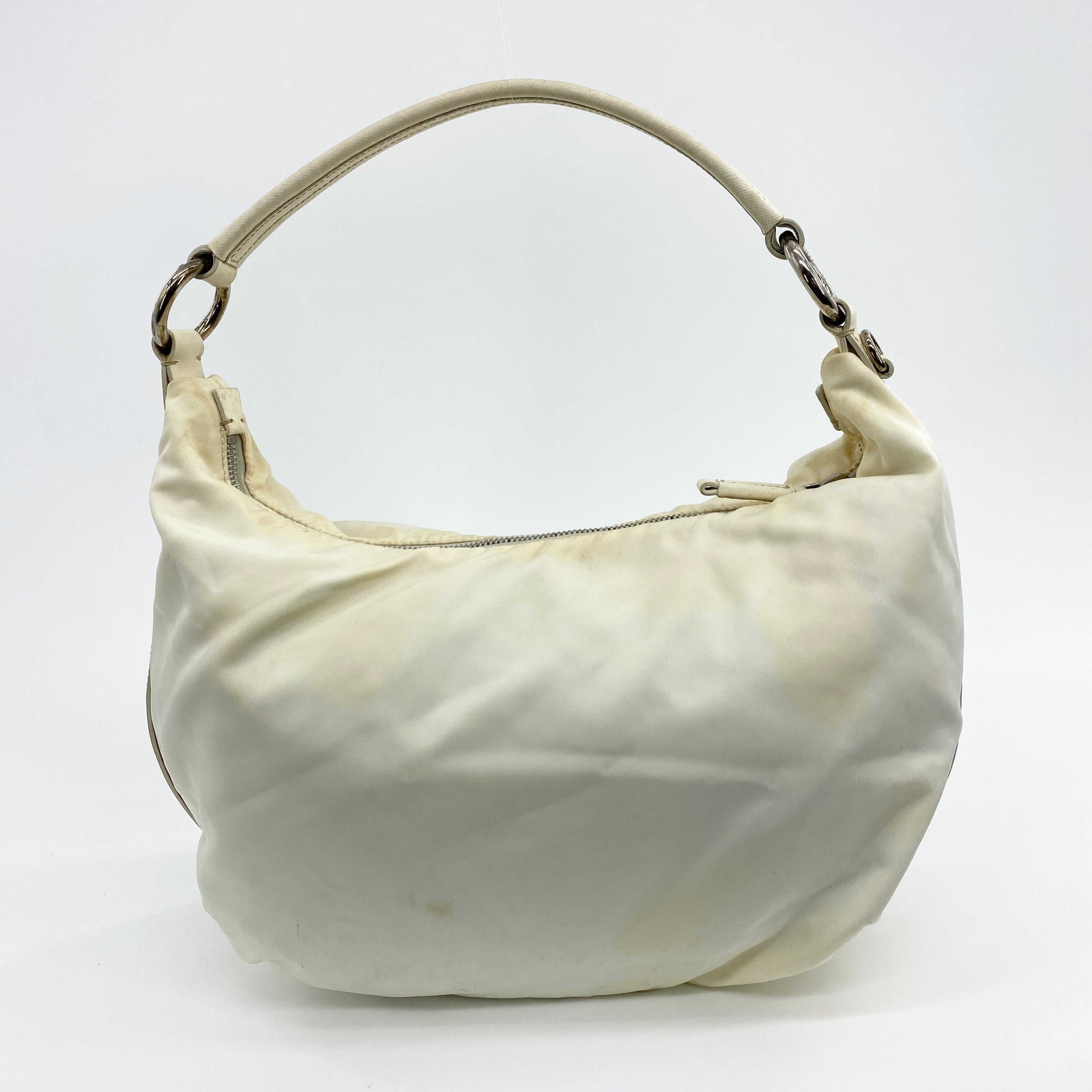Nylon Hobo Shoulder Bag Off White - Vintage Luxuries