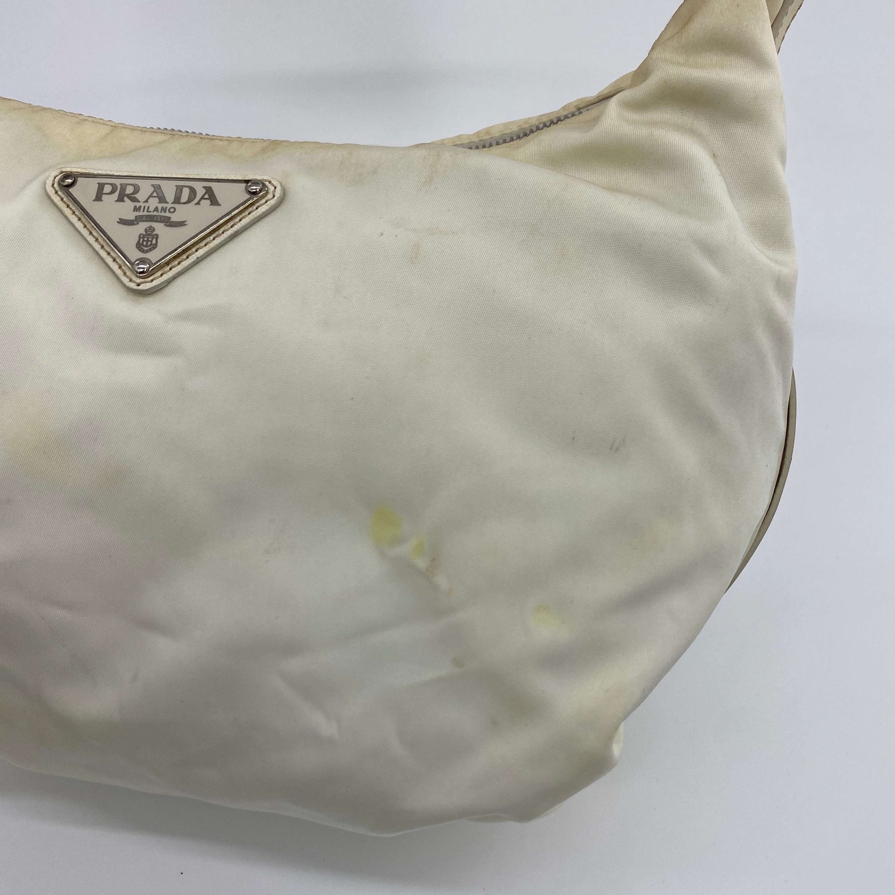 Nylon Hobo Shoulder Bag Off White - Vintage Luxuries