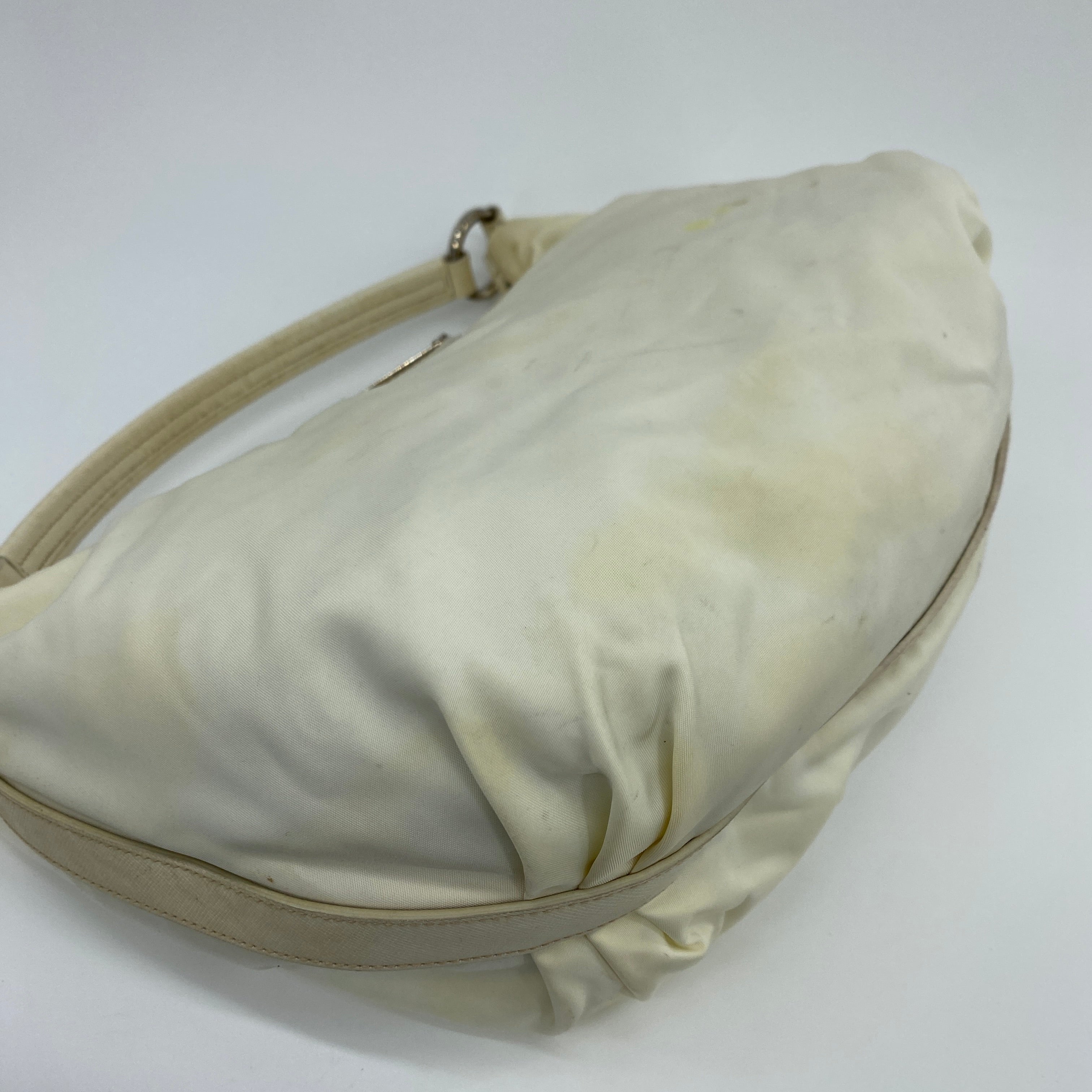 Nylon Hobo Shoulder Bag Off White - Vintage Luxuries
