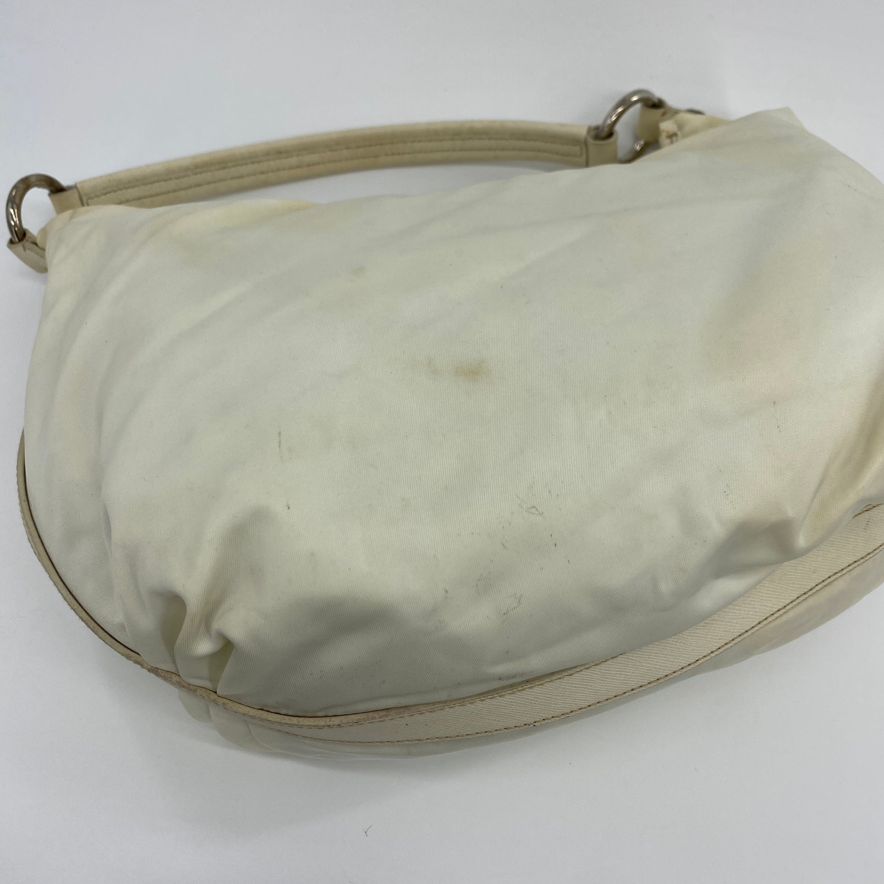 Nylon Hobo Shoulder Bag Off White - Vintage Luxuries