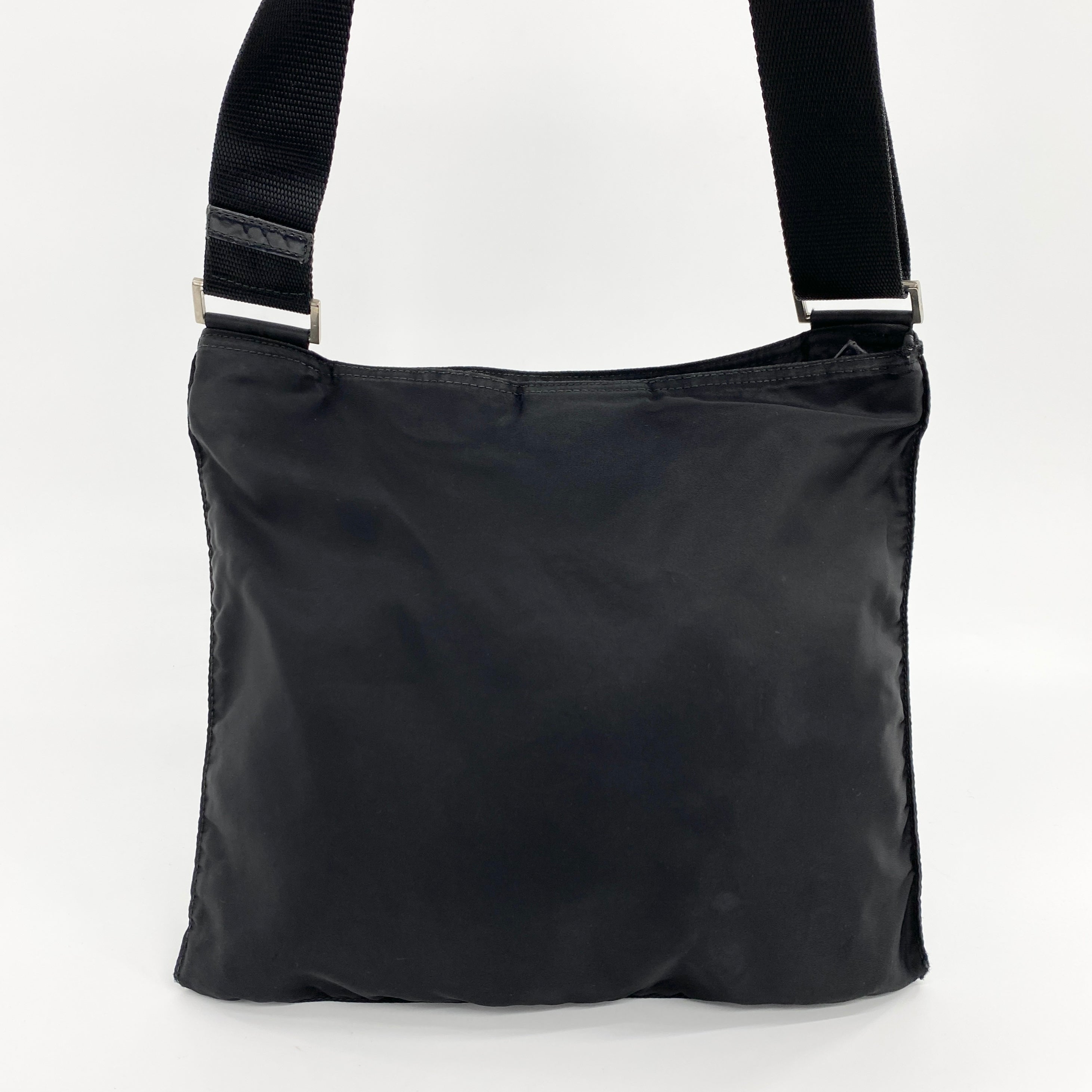 Nylon Flat Crossbody Black - Vintage Luxuries