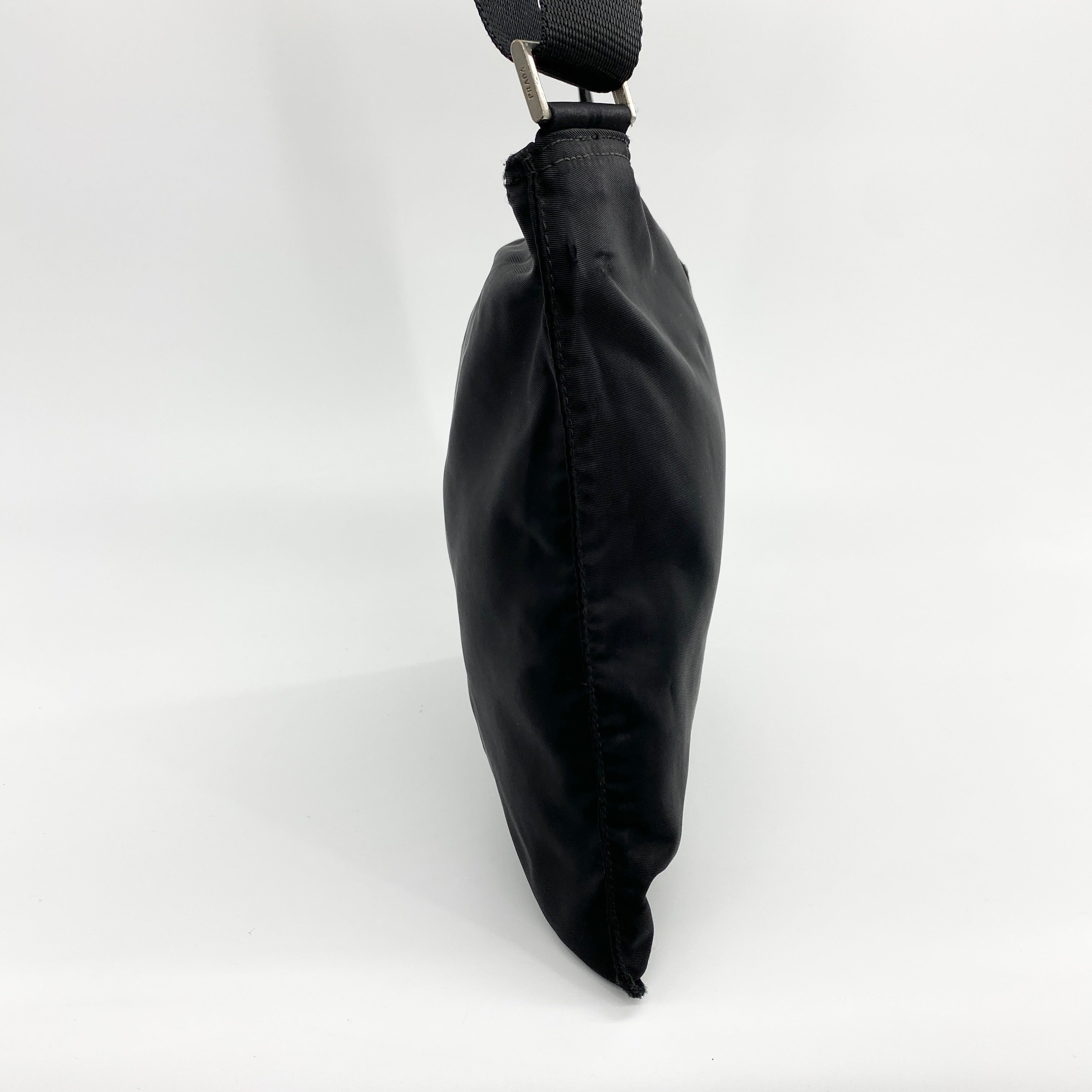 Nylon Flat Crossbody Black - Vintage Luxuries