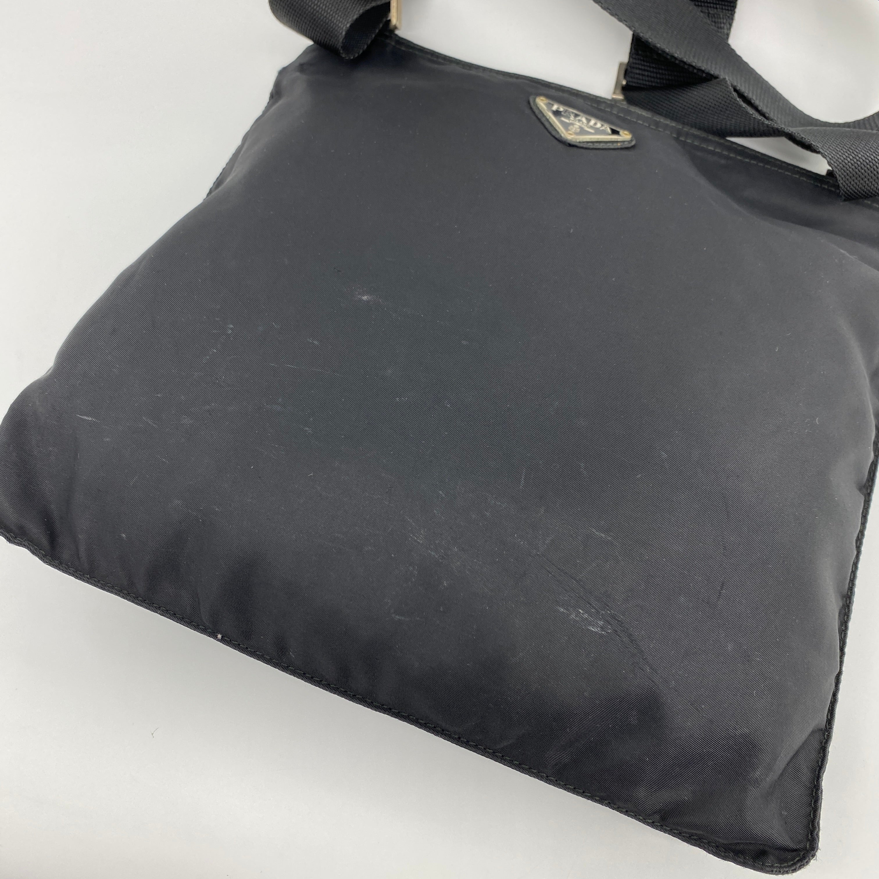 Nylon Flat Crossbody Black - Vintage Luxuries
