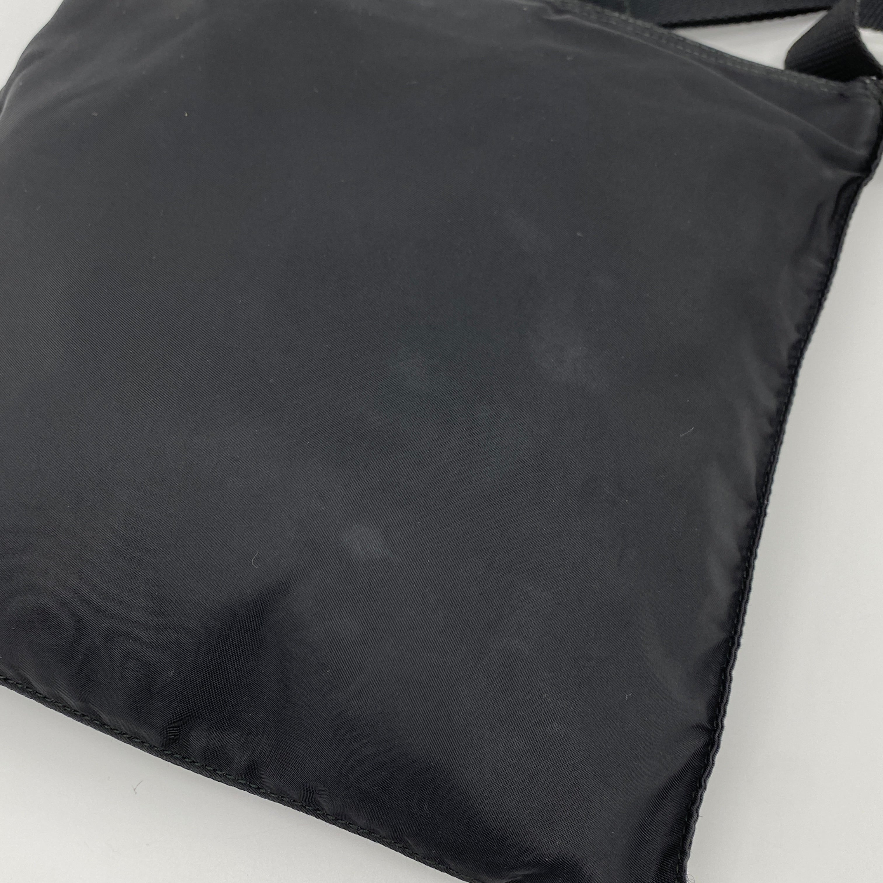 Nylon Flat Crossbody Black - Vintage Luxuries