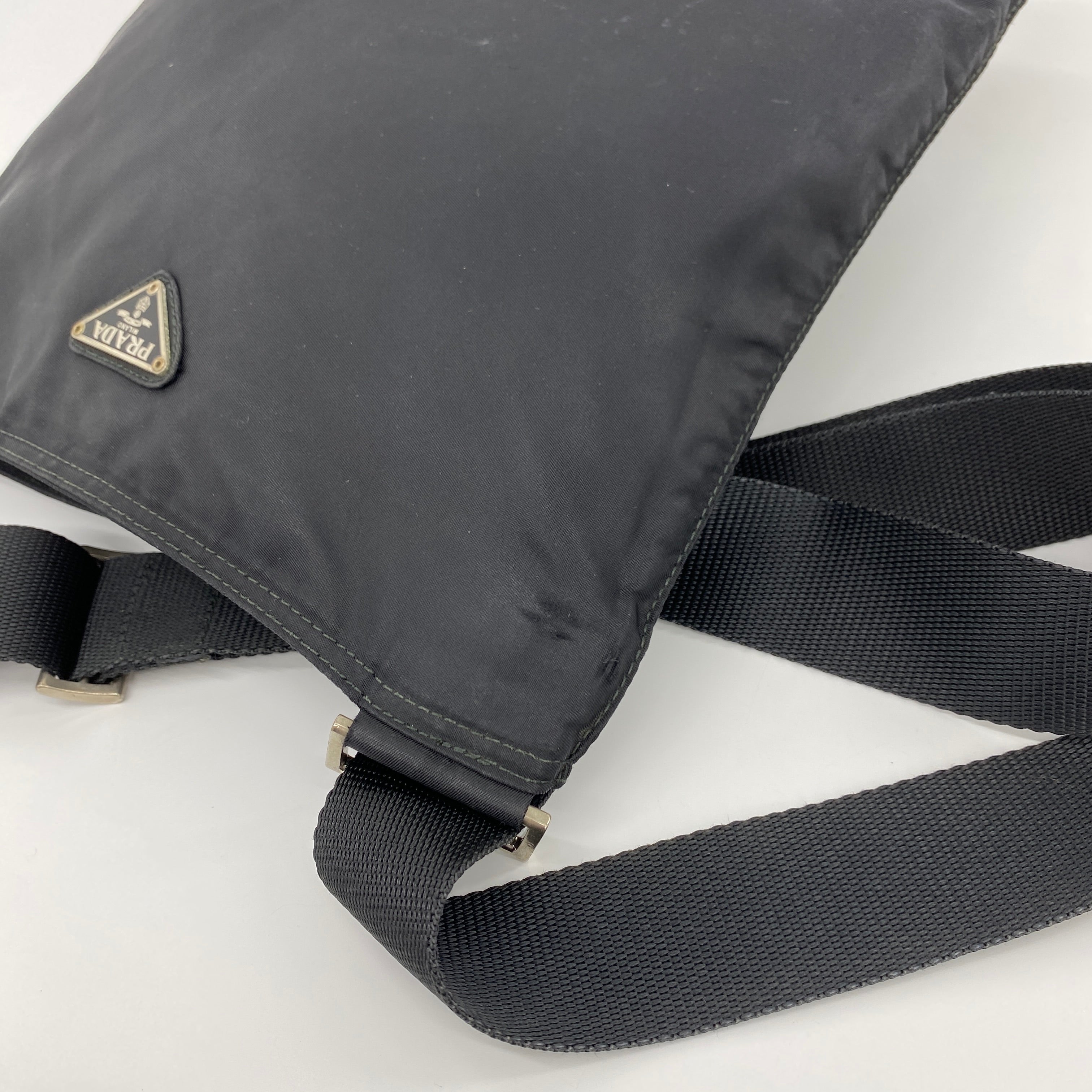 Nylon Flat Crossbody Black - Vintage Luxuries