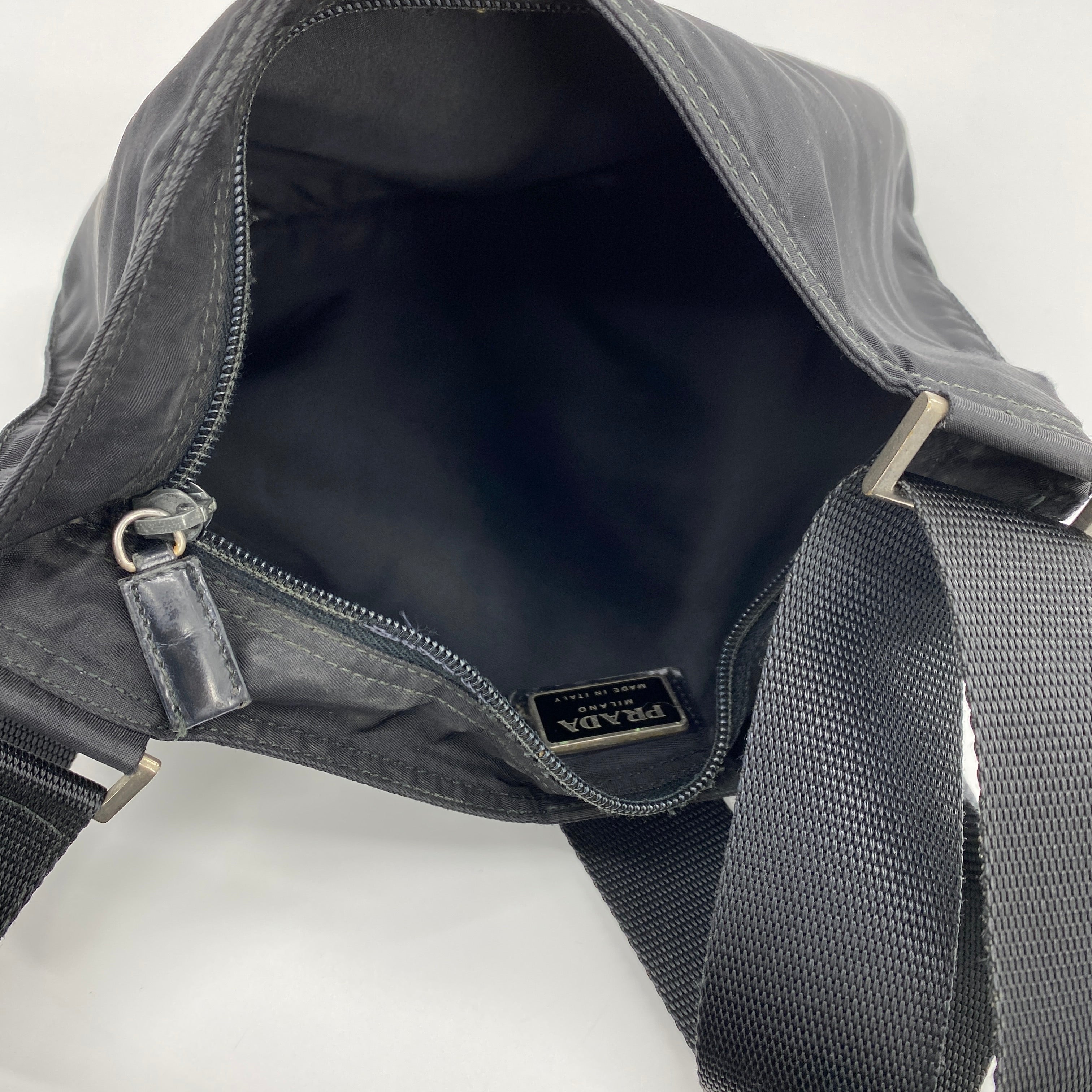 Nylon Flat Crossbody Black - Vintage Luxuries