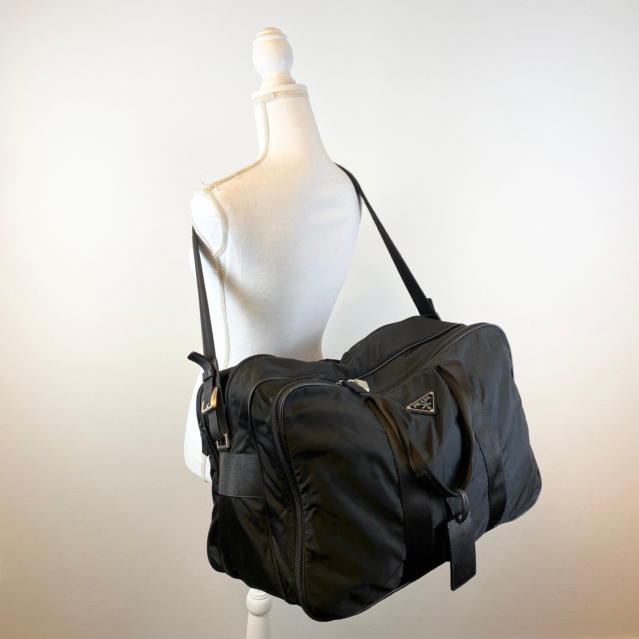 Nylon Boston Travel Bag Black