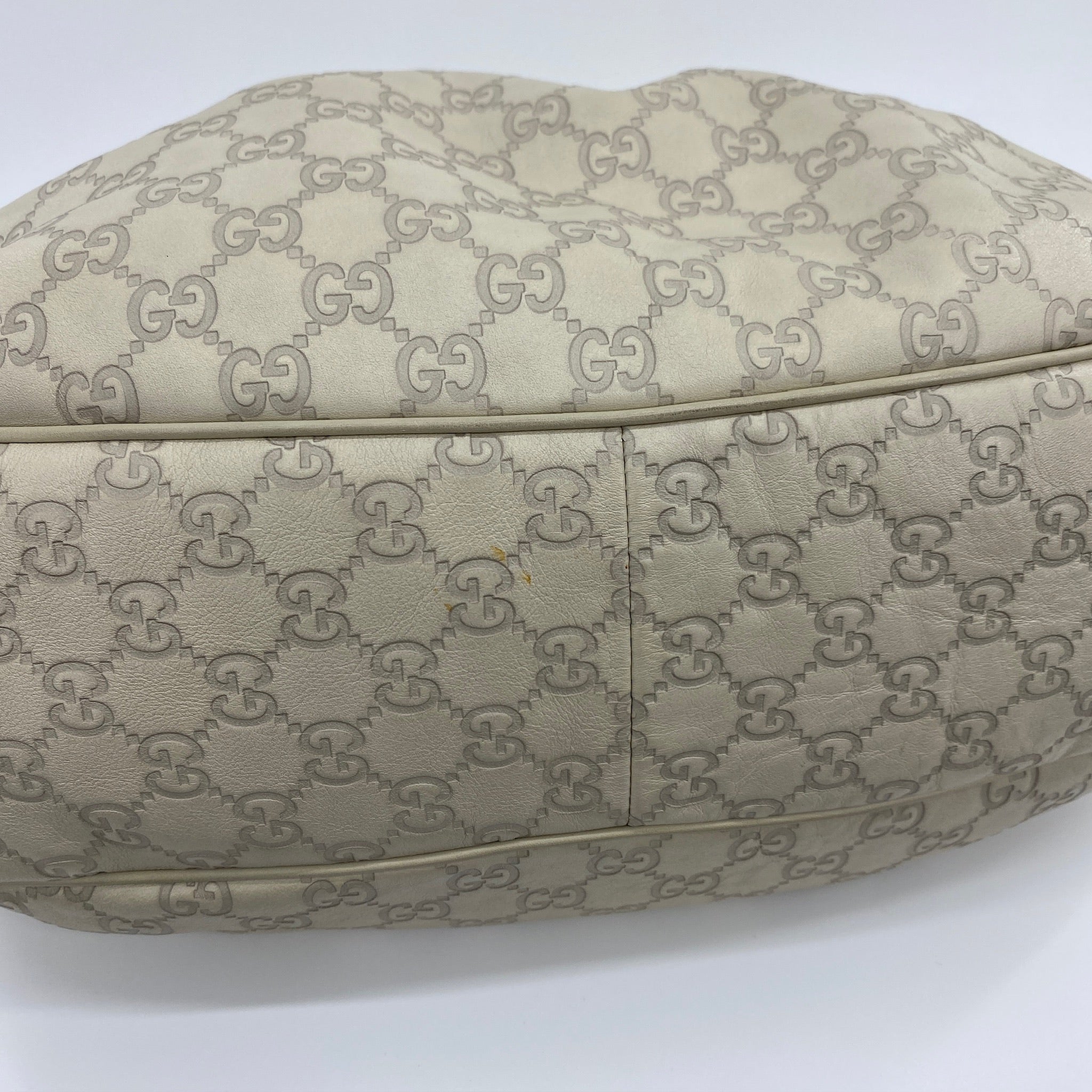 Leather Monogram Sukey Hobo Bag Beige