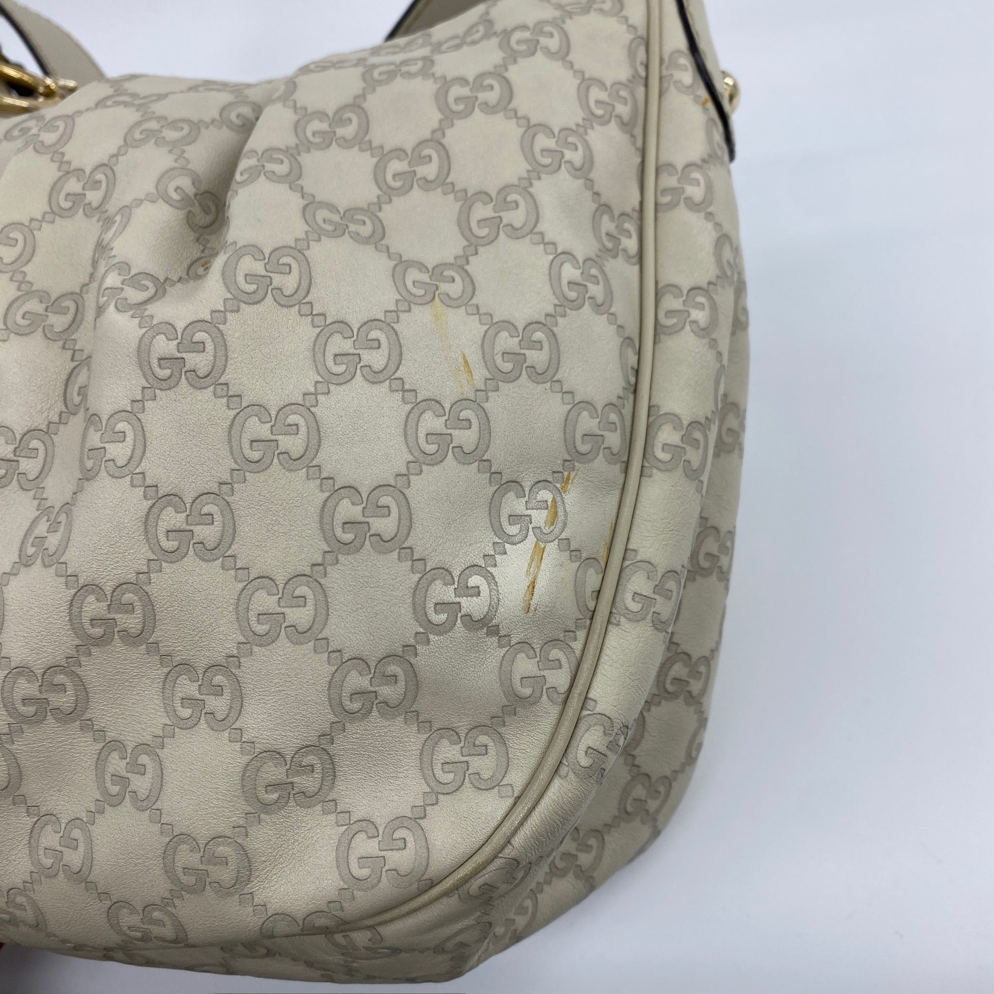 Leather Monogram Sukey Hobo Bag Beige