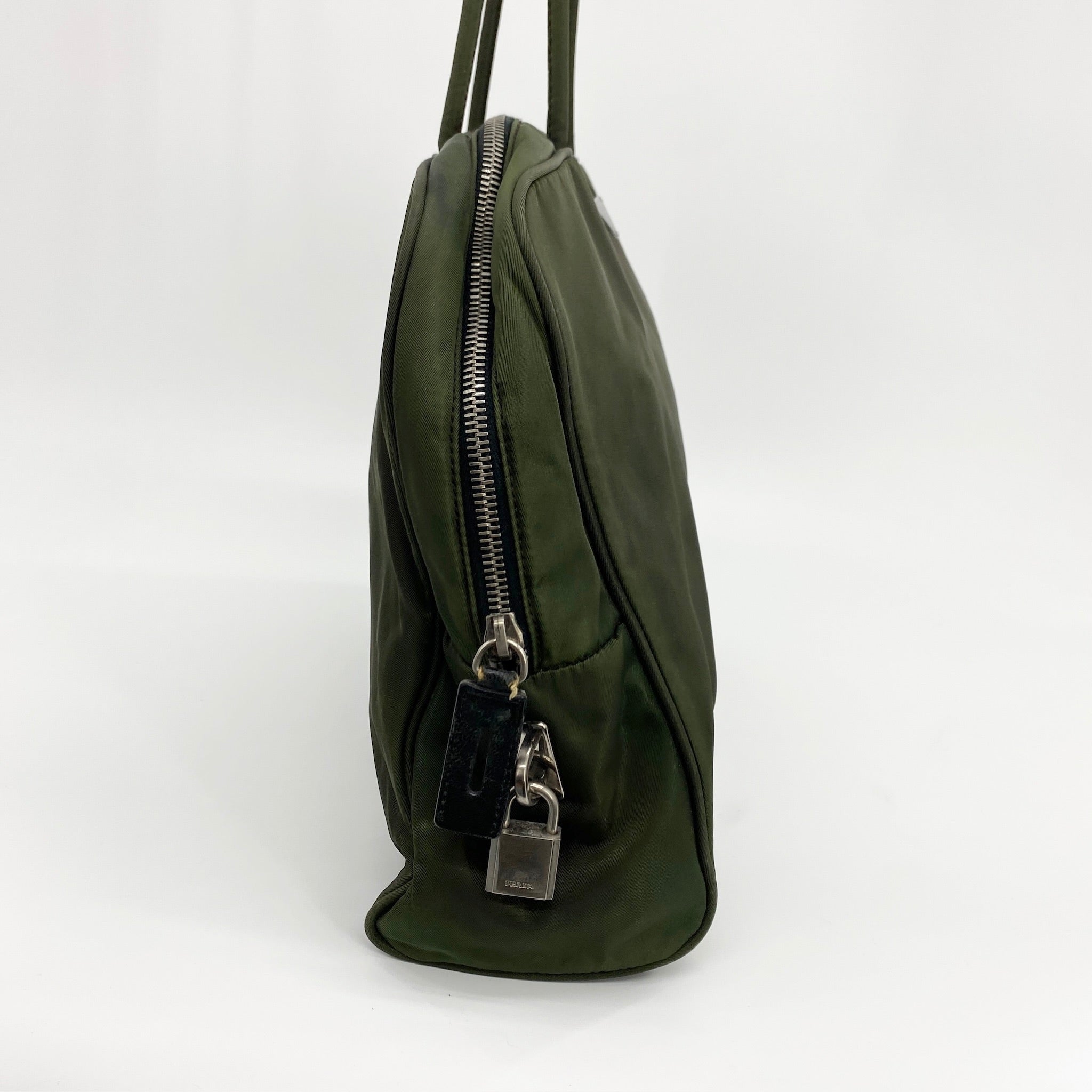 Nylon Laptop Shoulder Bag Dark Green