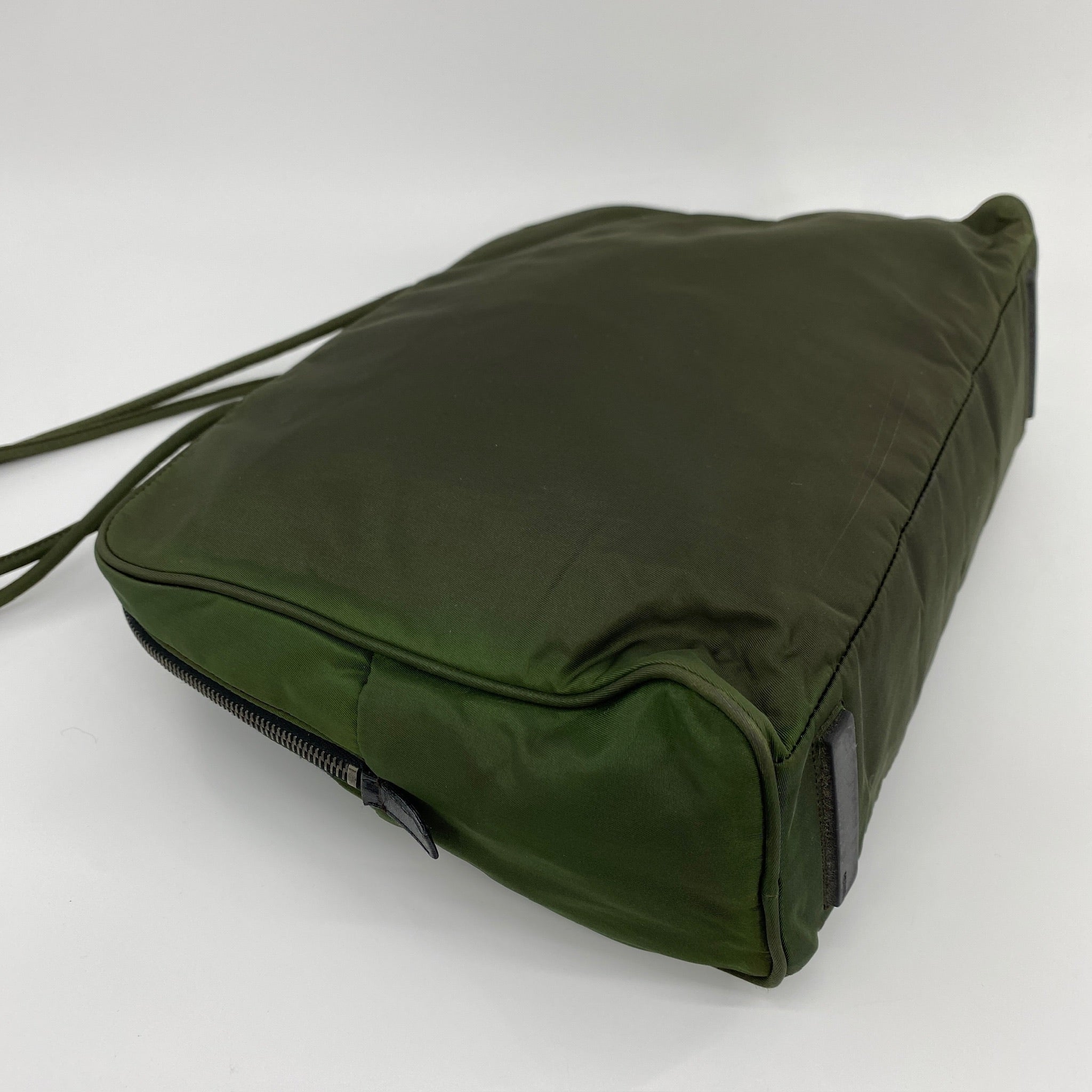 Nylon Laptop Shoulder Bag Dark Green