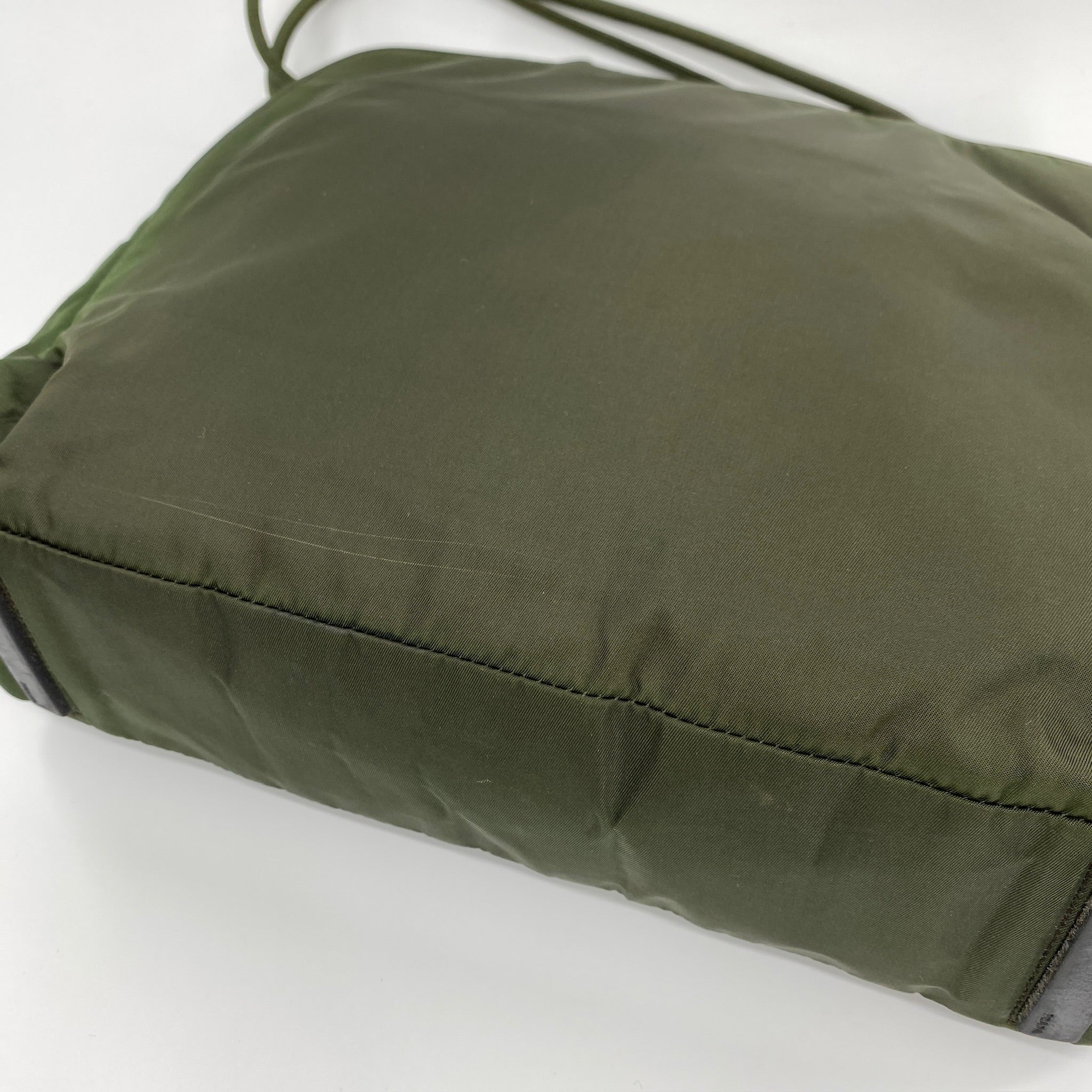 Nylon Laptop Shoulder Bag Dark Green