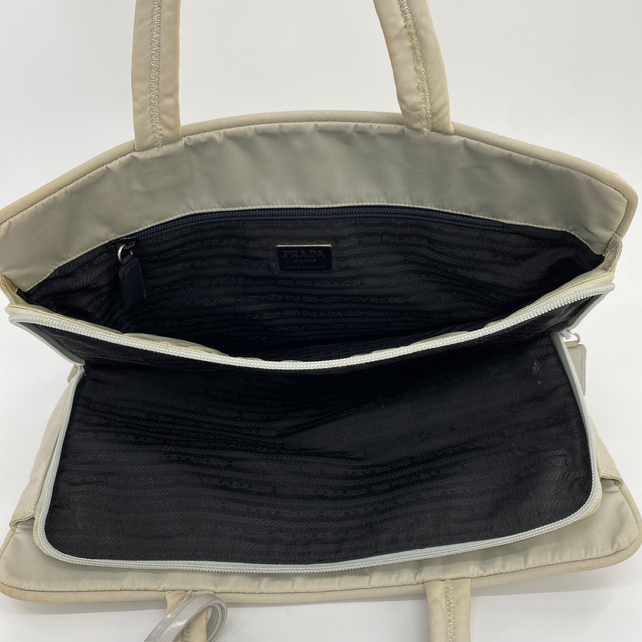 Nylon Laptop Handbag White - Vintage Luxuries