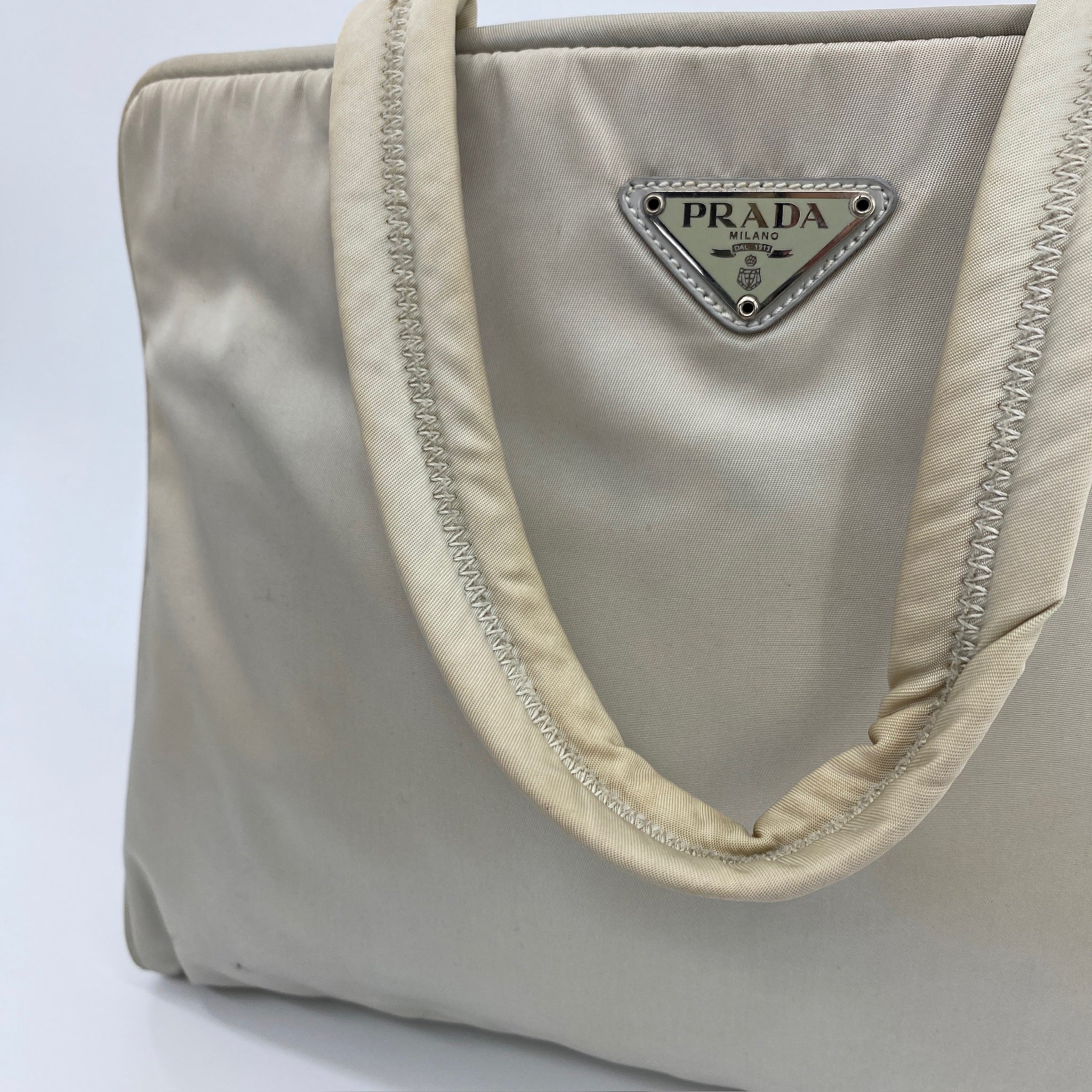 Nylon Laptop Handbag White - Vintage Luxuries
