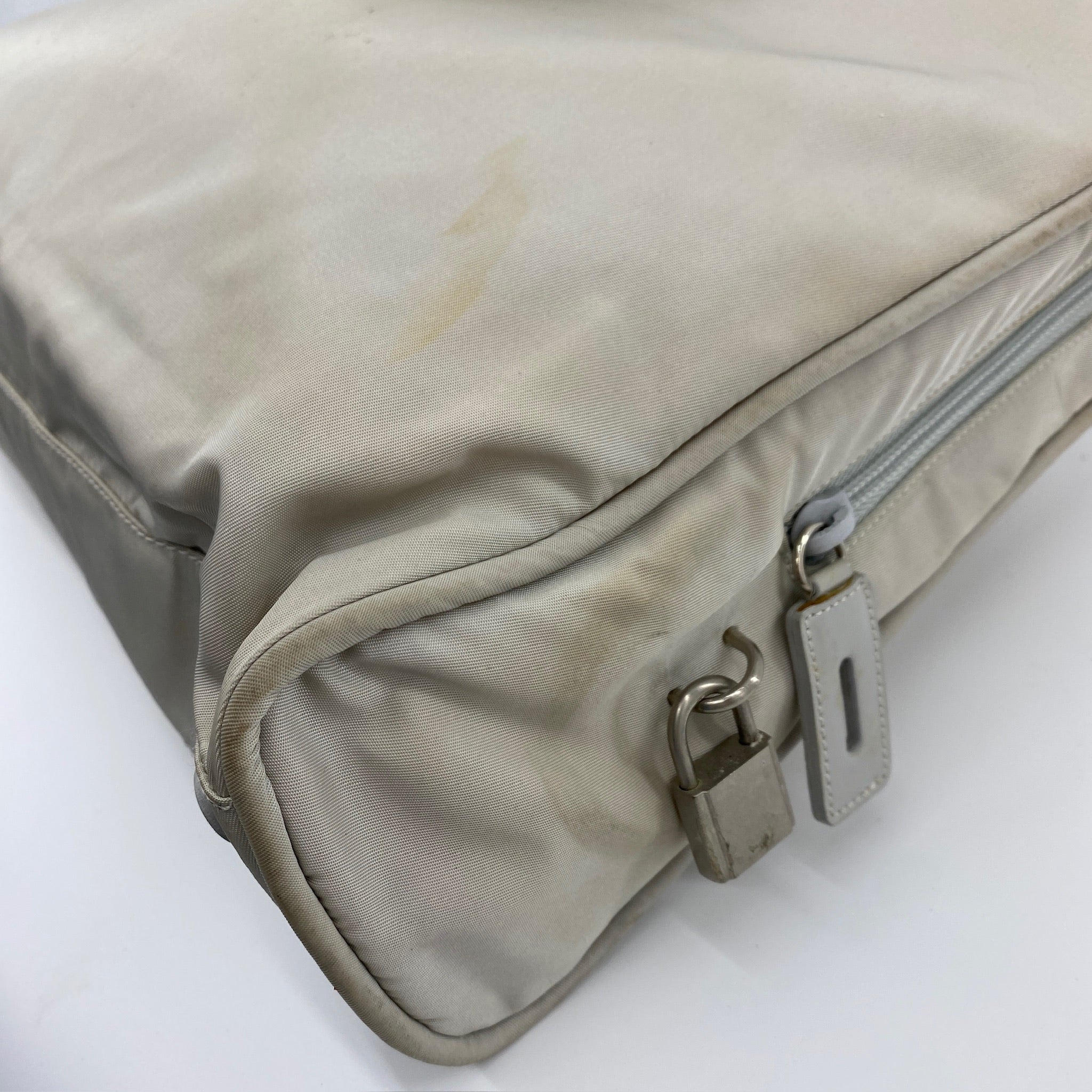 Nylon Laptop Handbag White - Vintage Luxuries