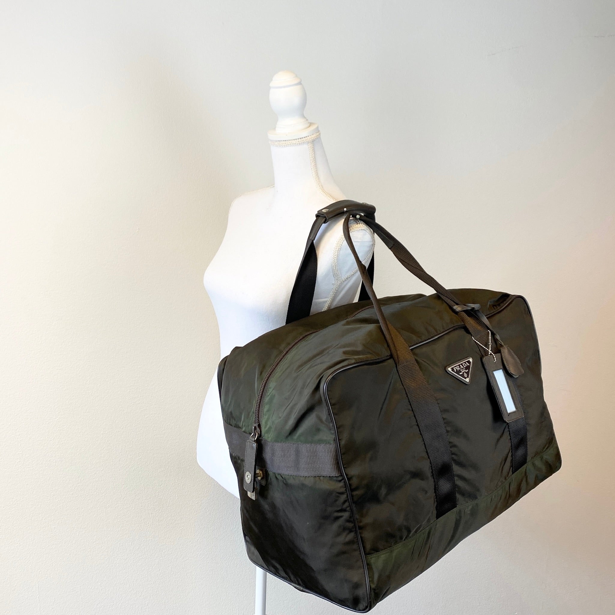 Nylon Boston Travel Bag Brown - Vintage Luxuries