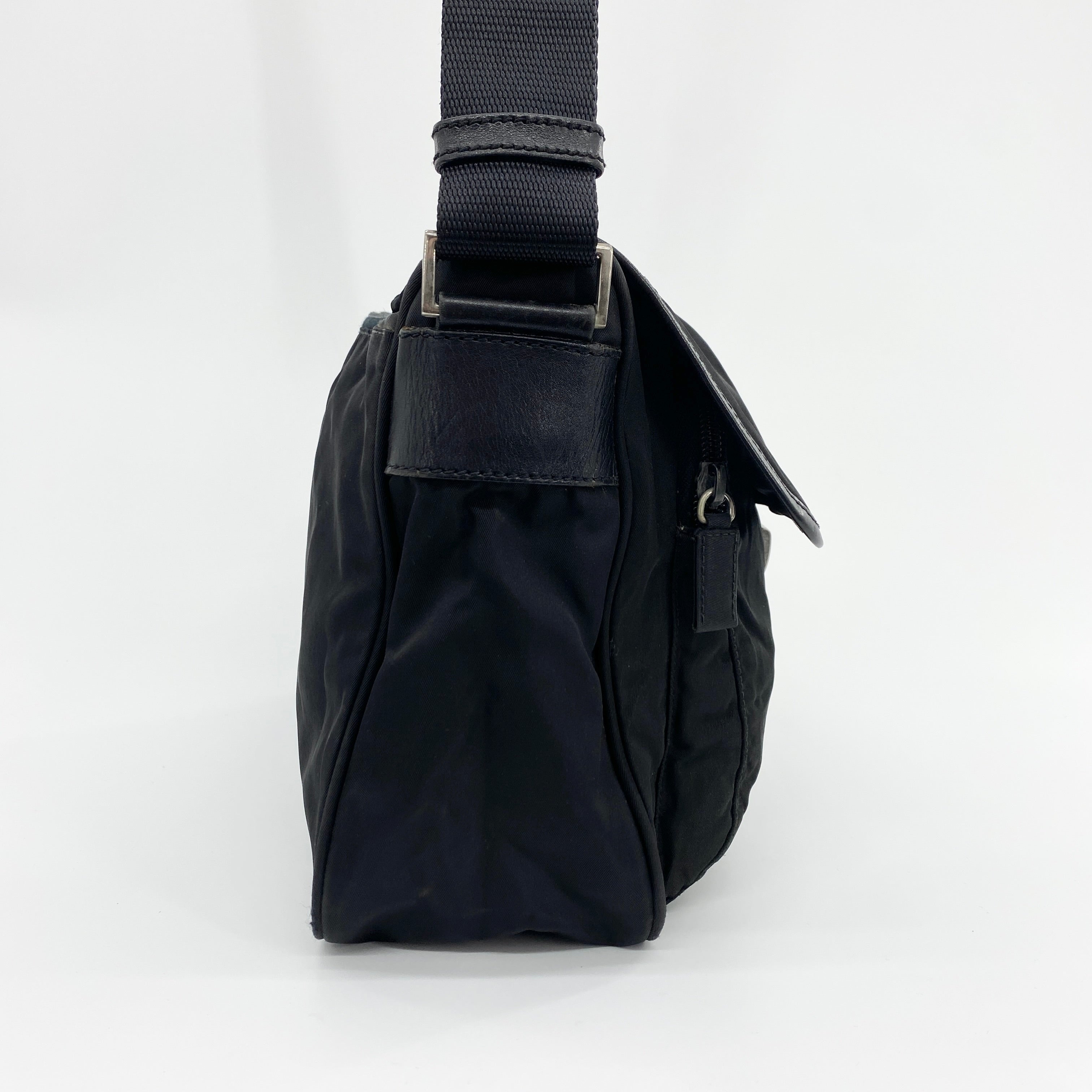 Nylon Messenger Small Crossbody Black