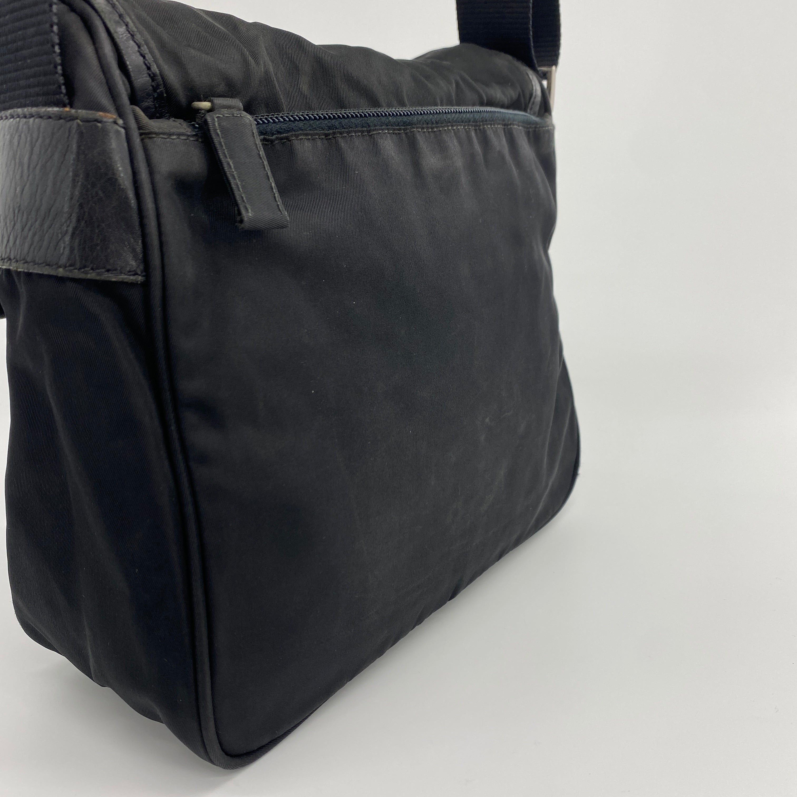 Nylon Messenger Small Crossbody Black
