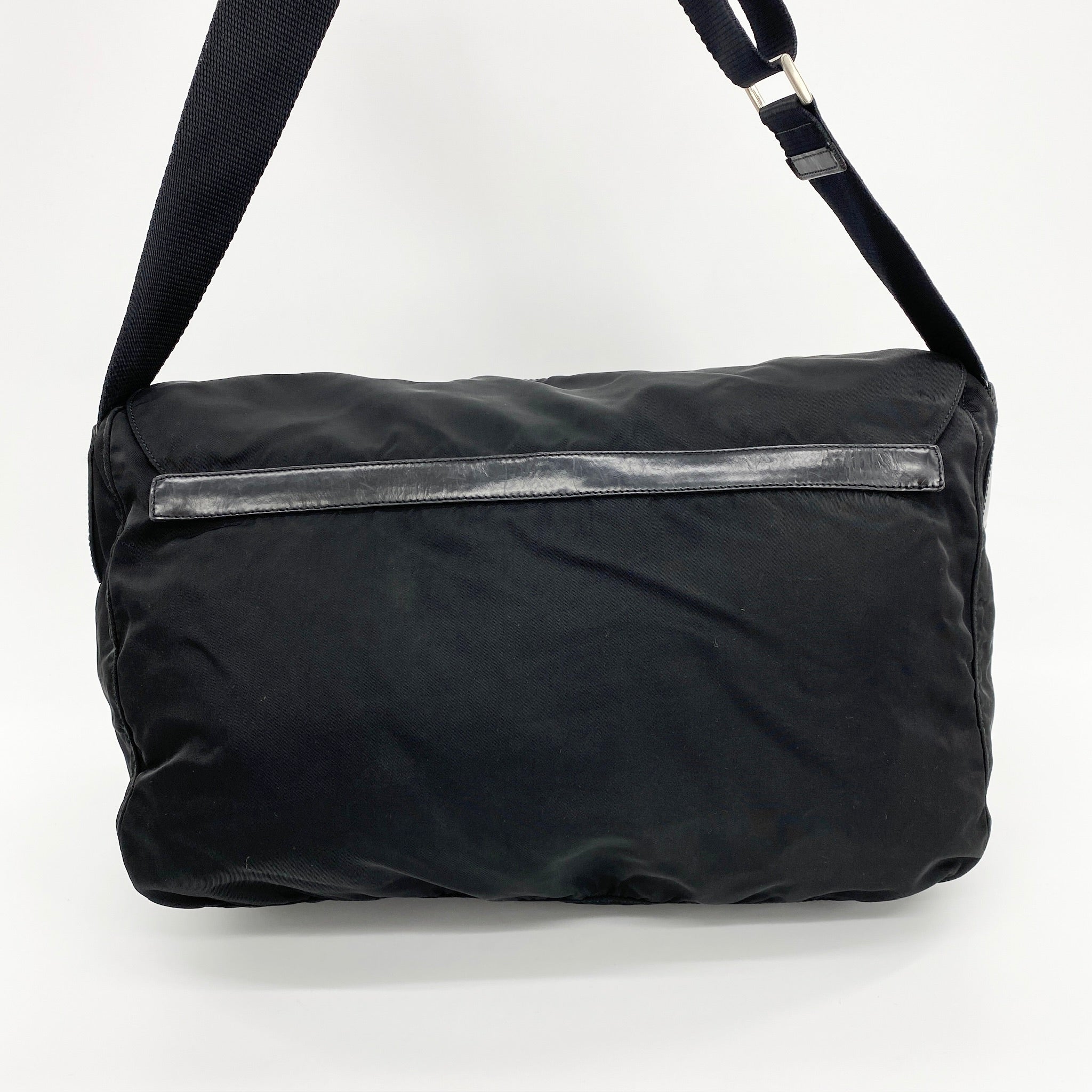 Nylon Messenger Large Crossbody Black