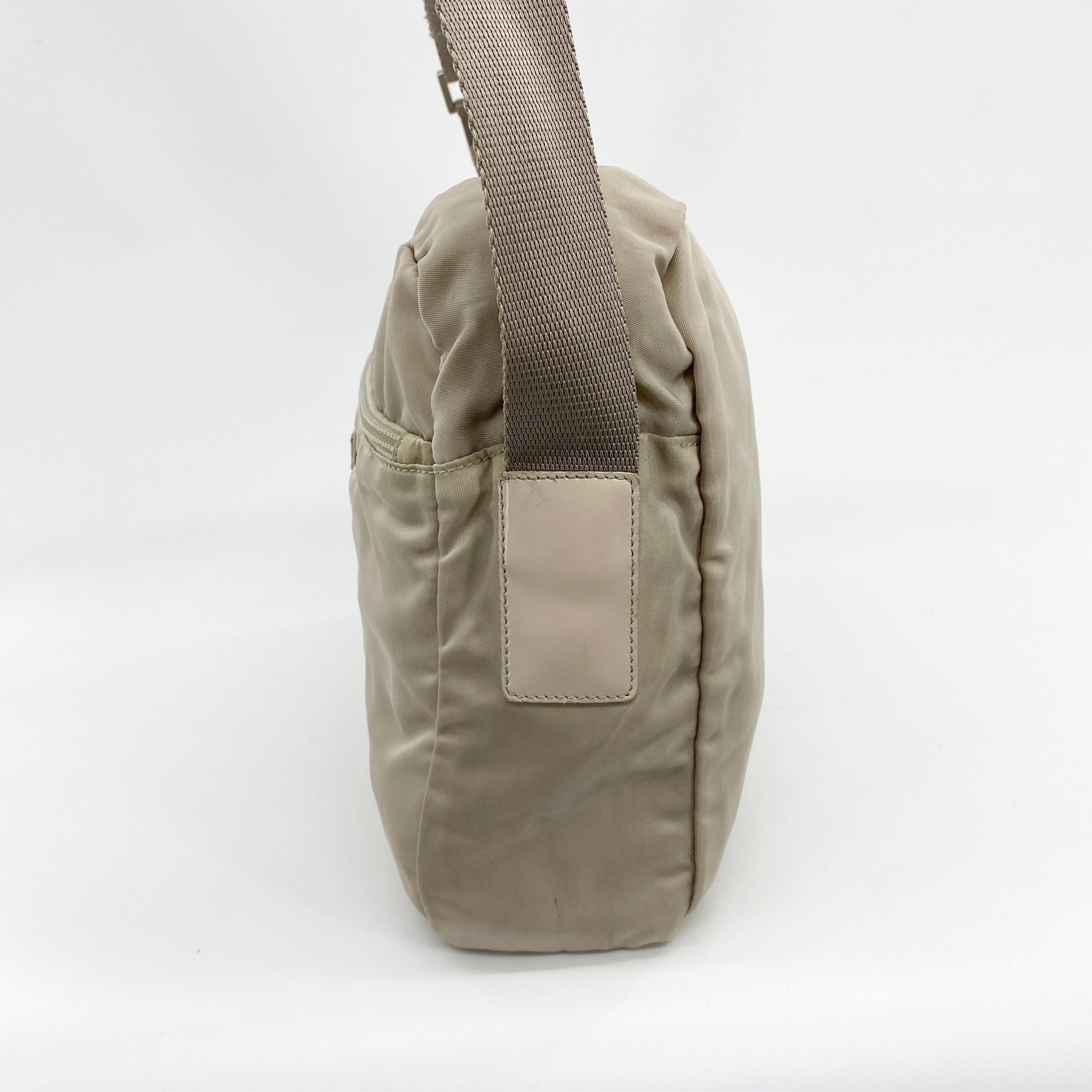 Nylon Messenger Crossbody Beige