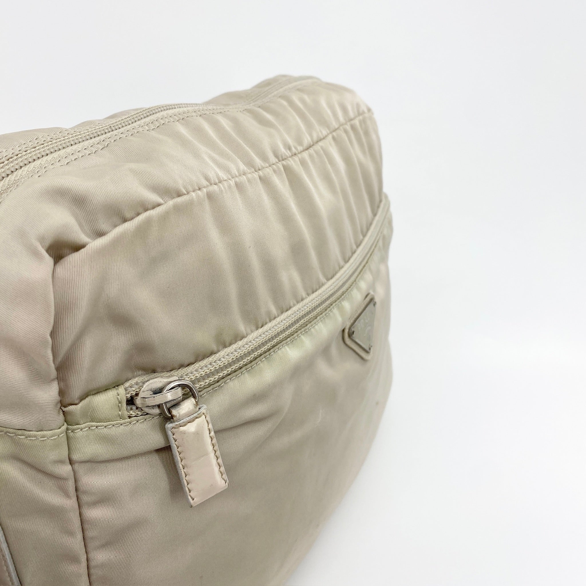 Nylon Messenger Crossbody Beige