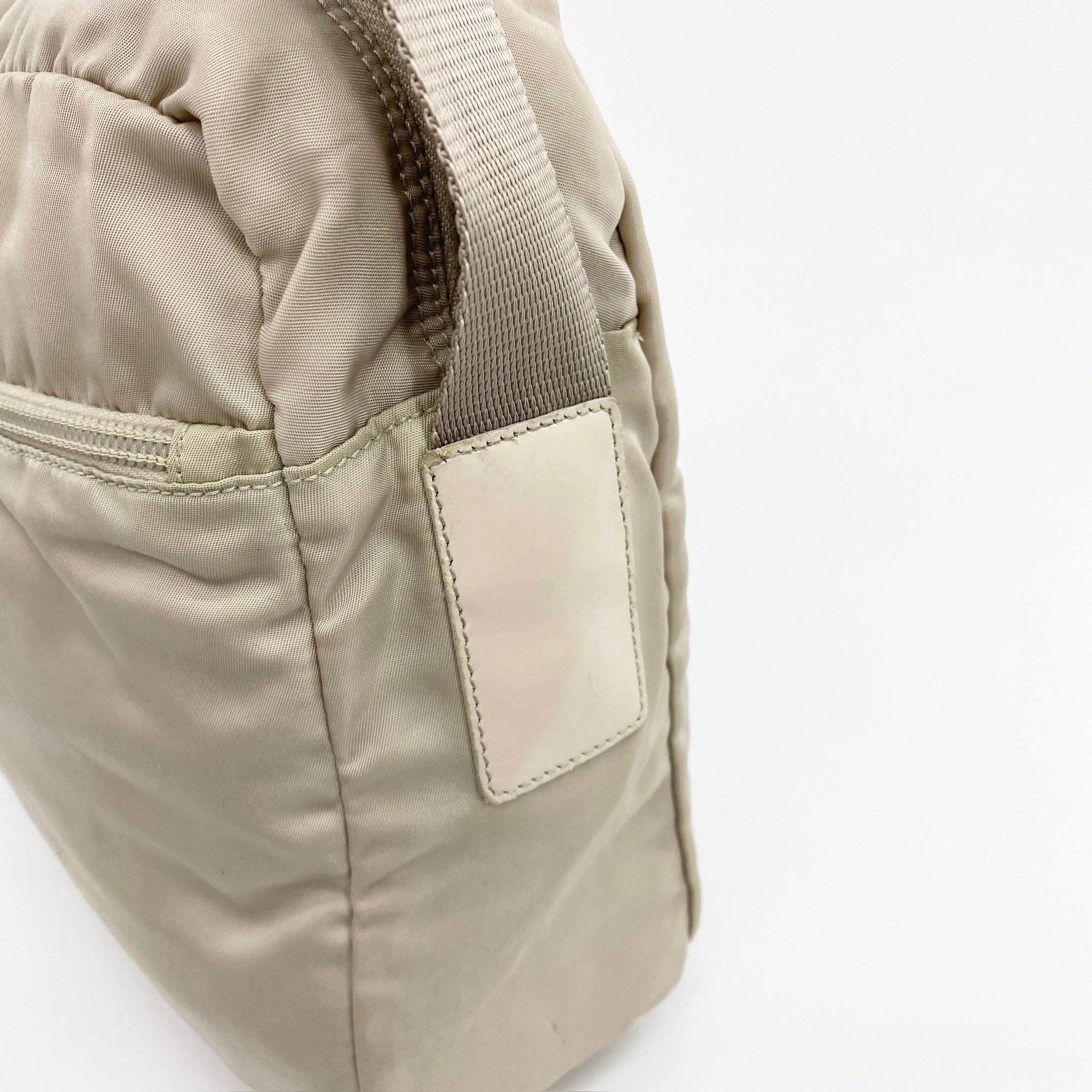 Nylon Messenger Crossbody Beige