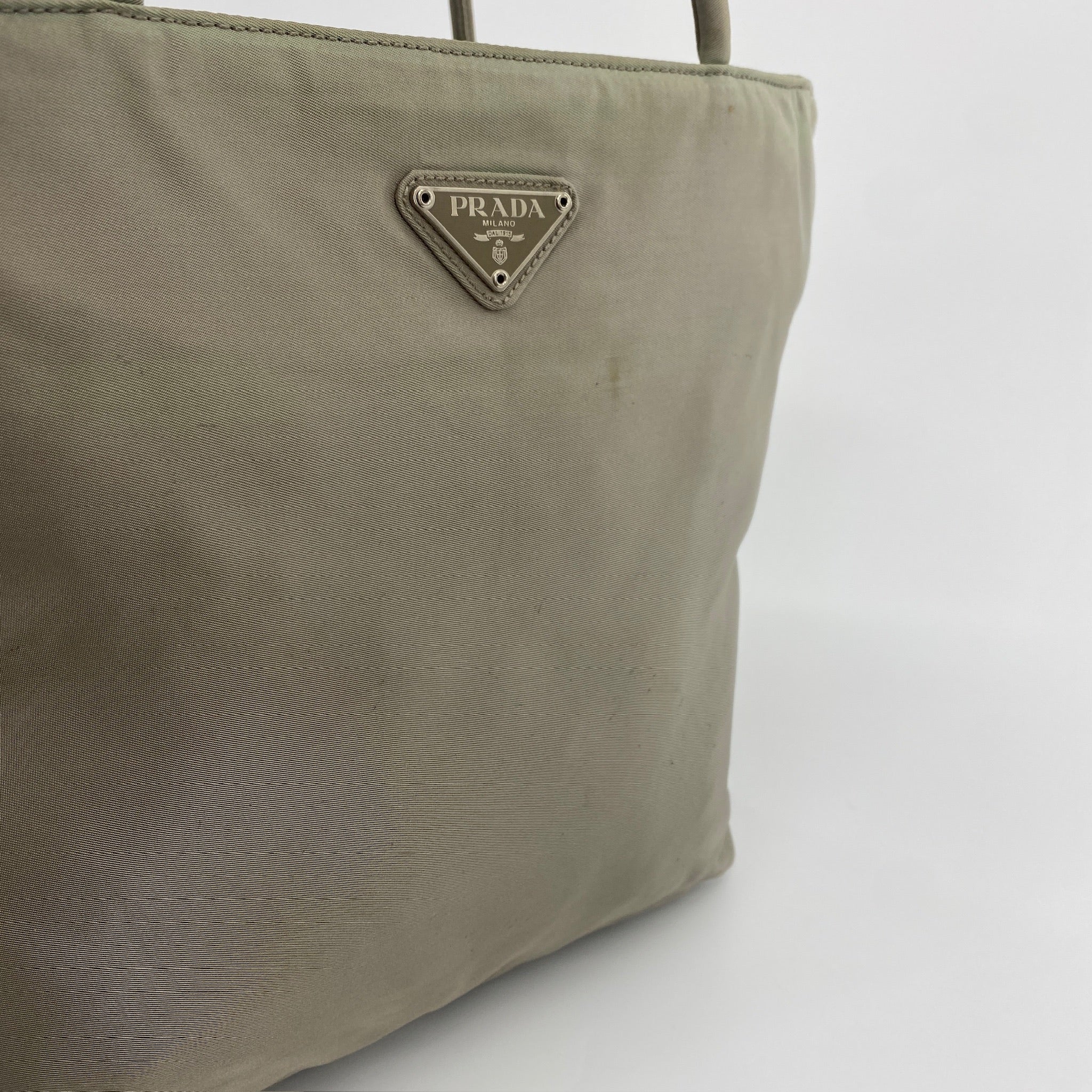 Nylon Handbag Tote Beige - Vintage Luxuries