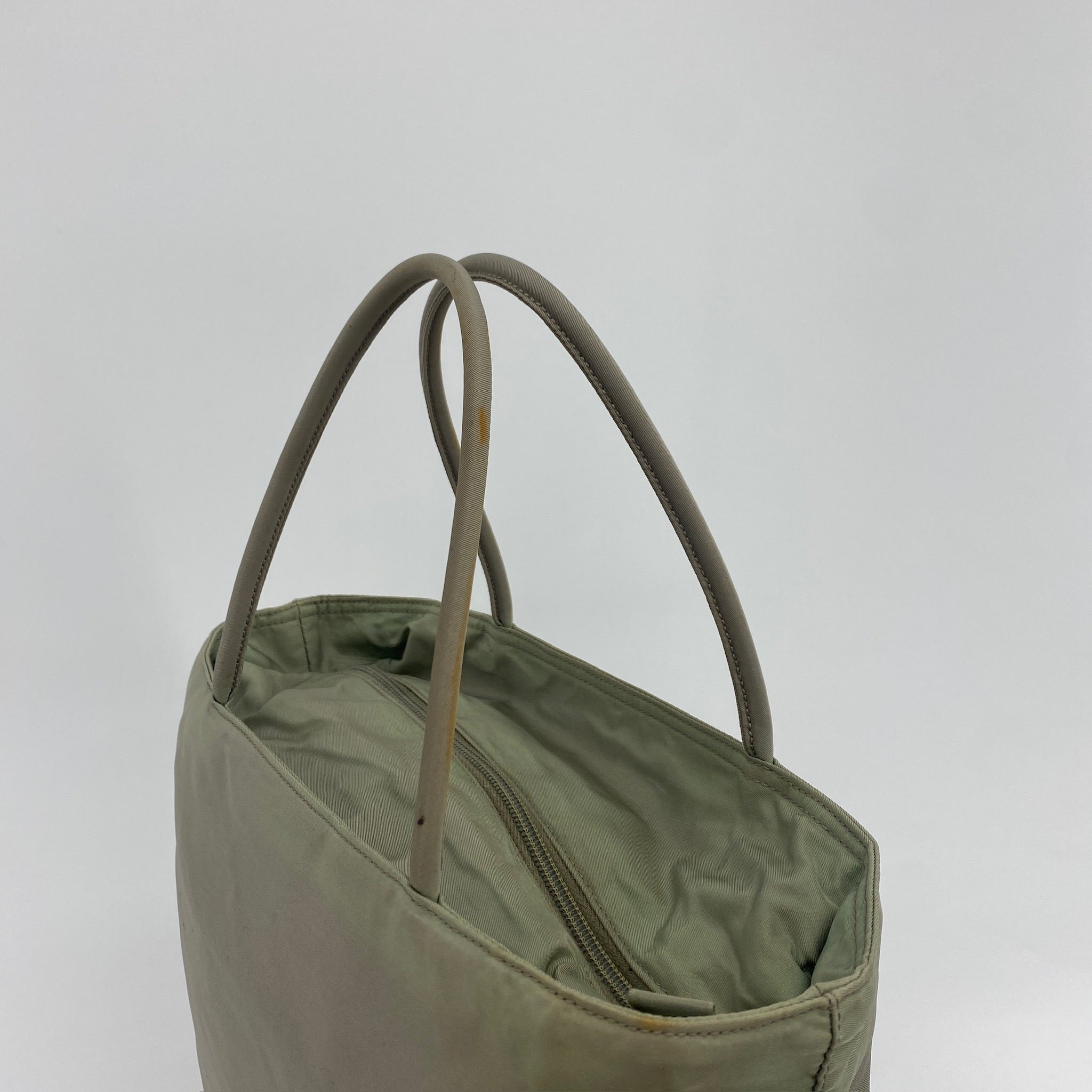 Nylon Handbag Tote Beige - Vintage Luxuries