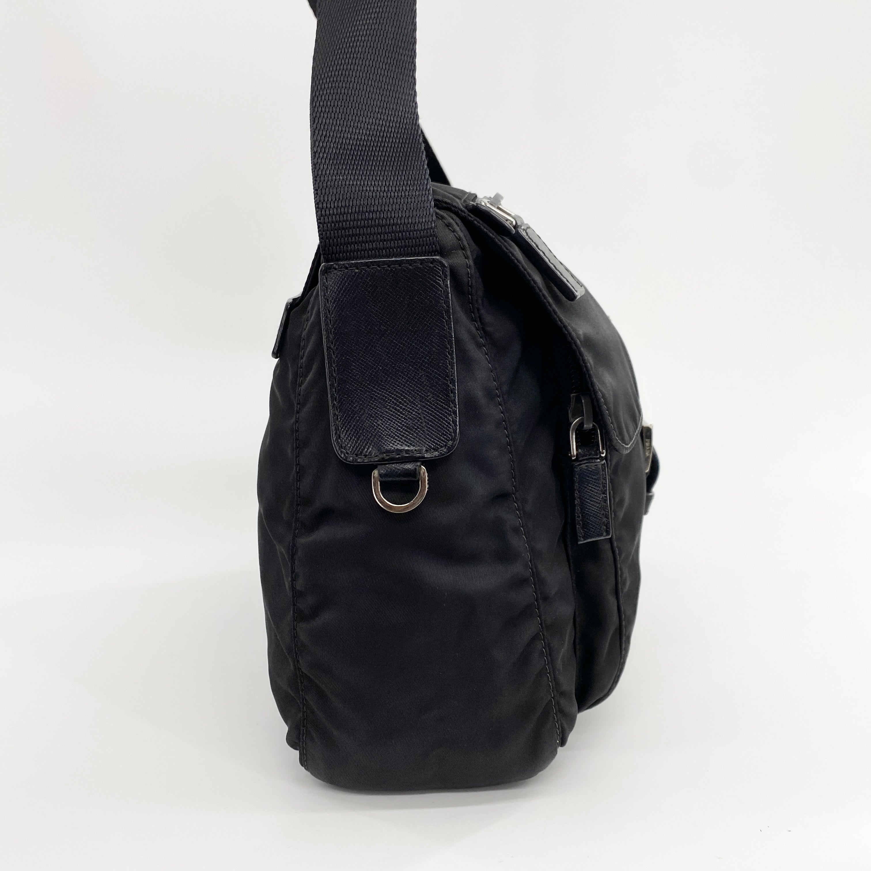 Nylon Messenger Small Crossbody Black