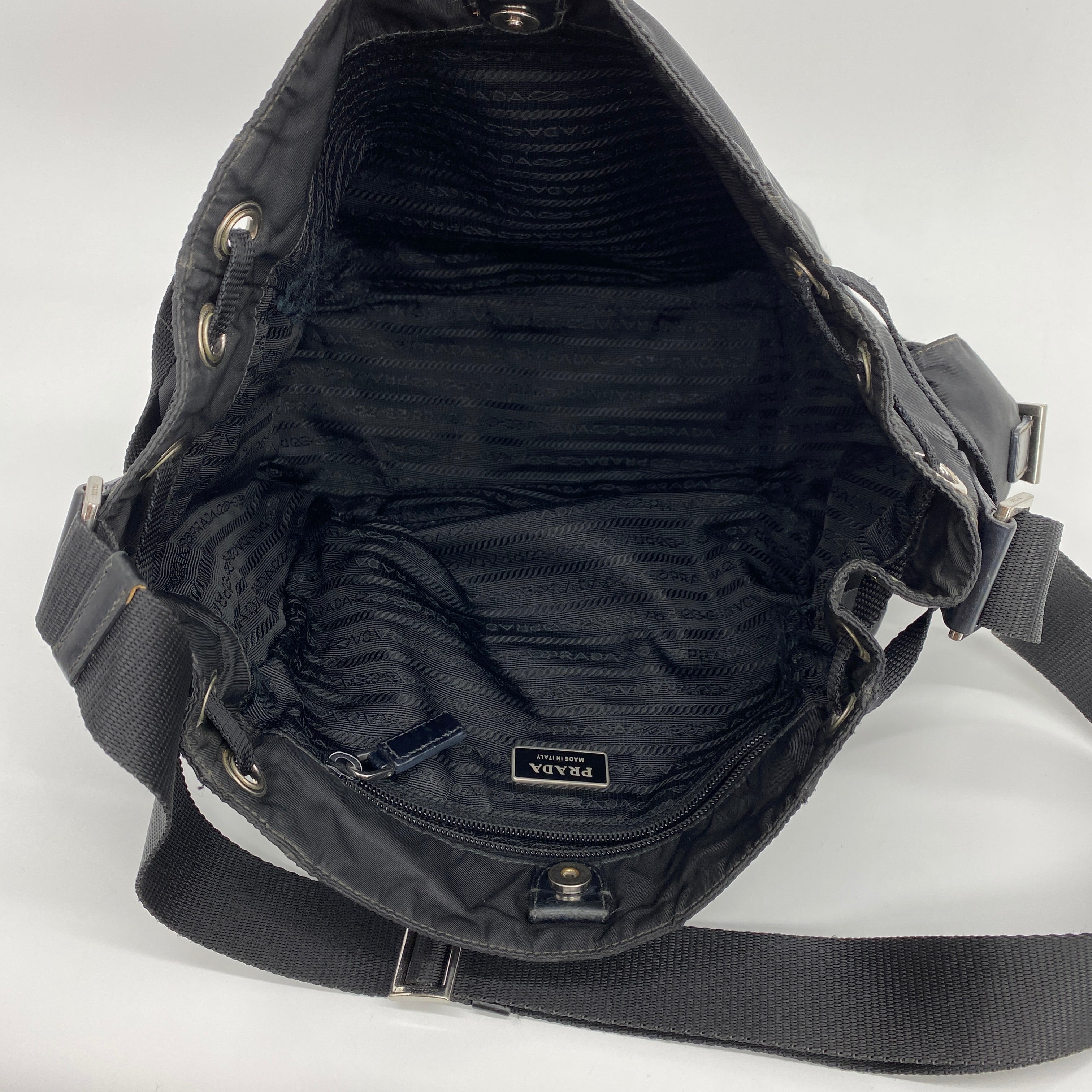 Nylon Hobo Crossbody Bag Black