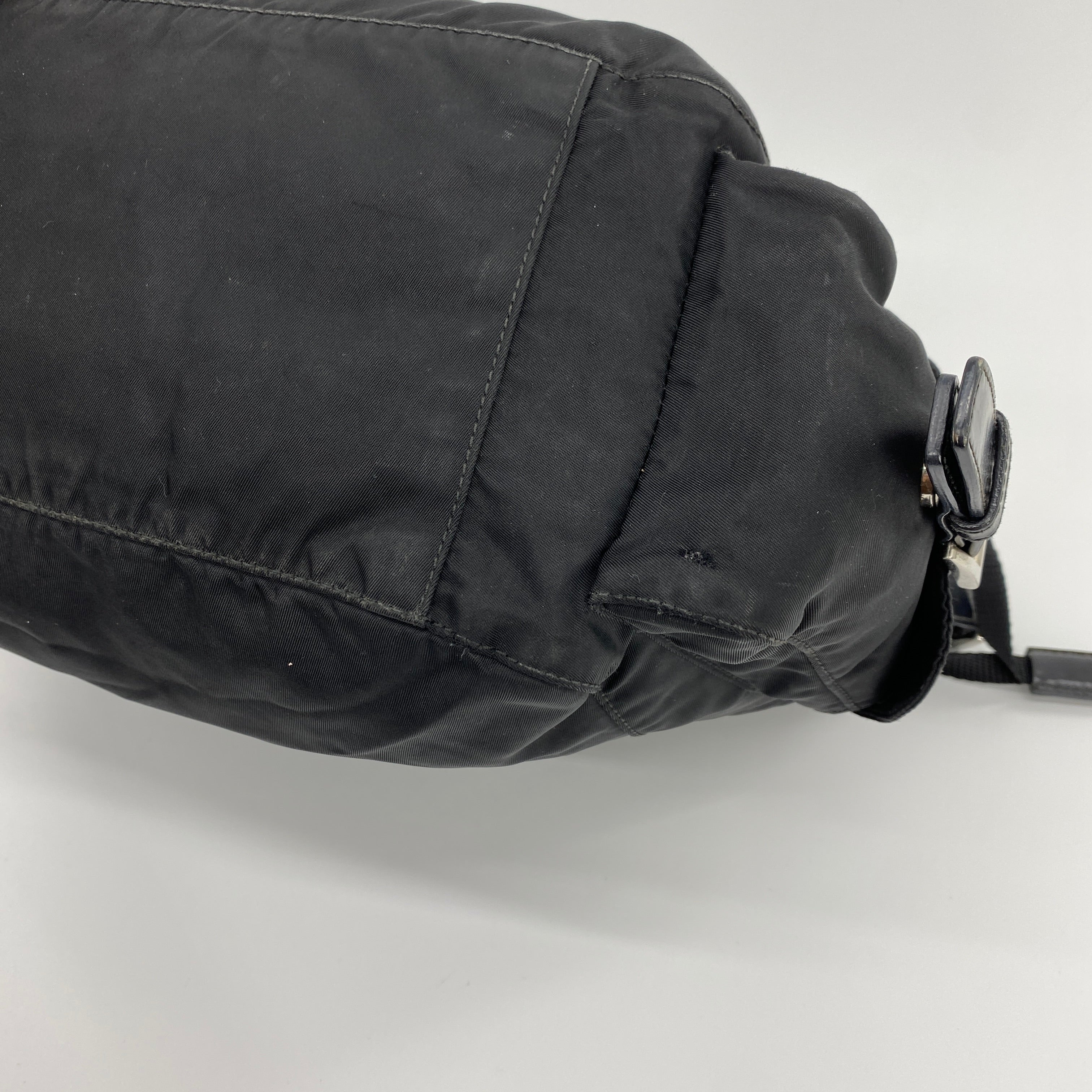 Nylon Hobo Crossbody Bag Black