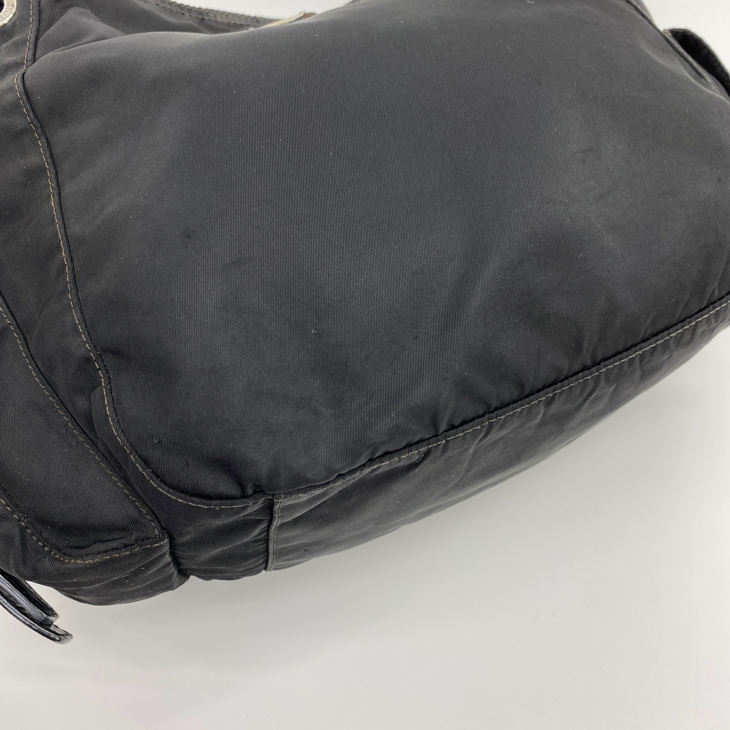 Nylon Hobo Crossbody Bag Black