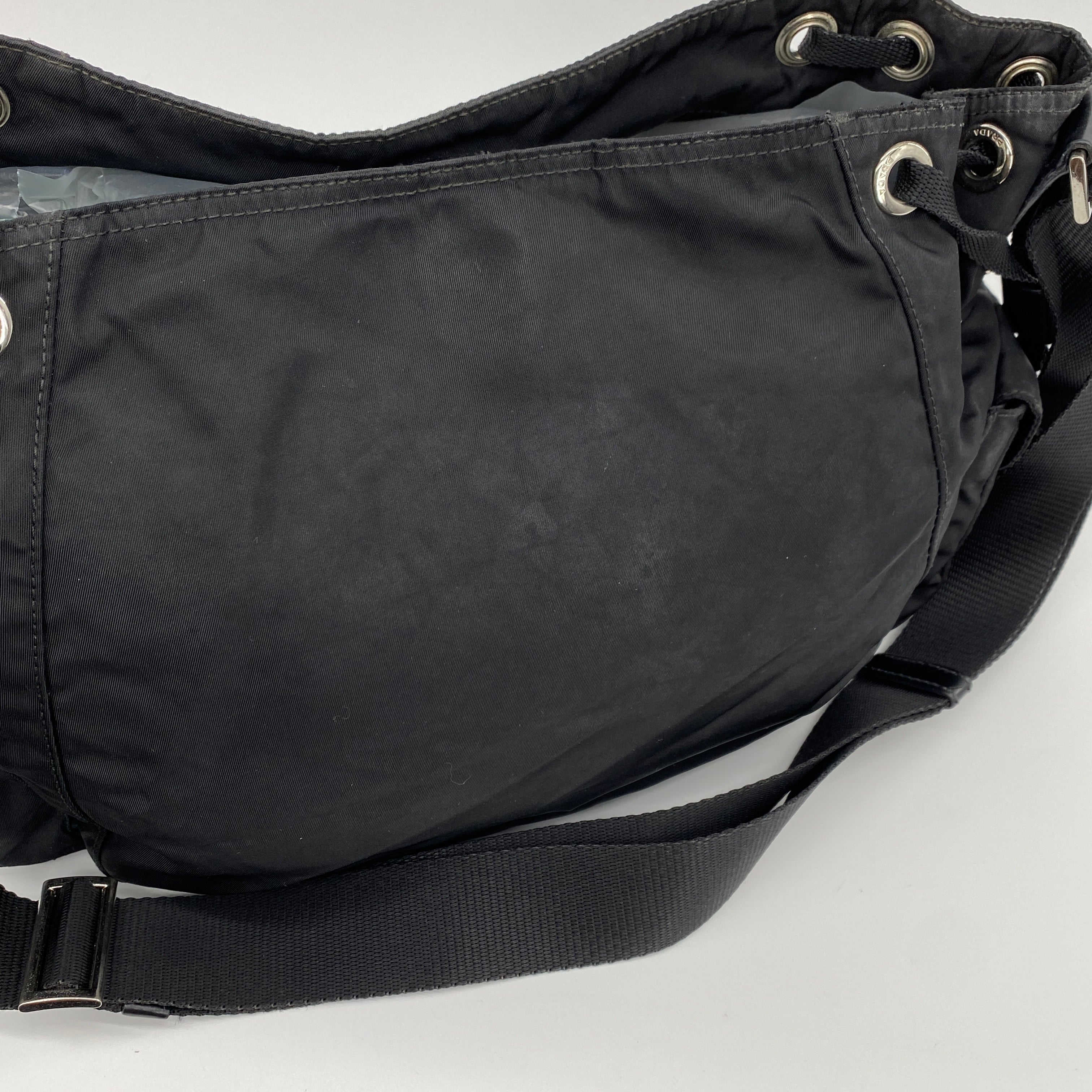Nylon Hobo Crossbody Bag Black