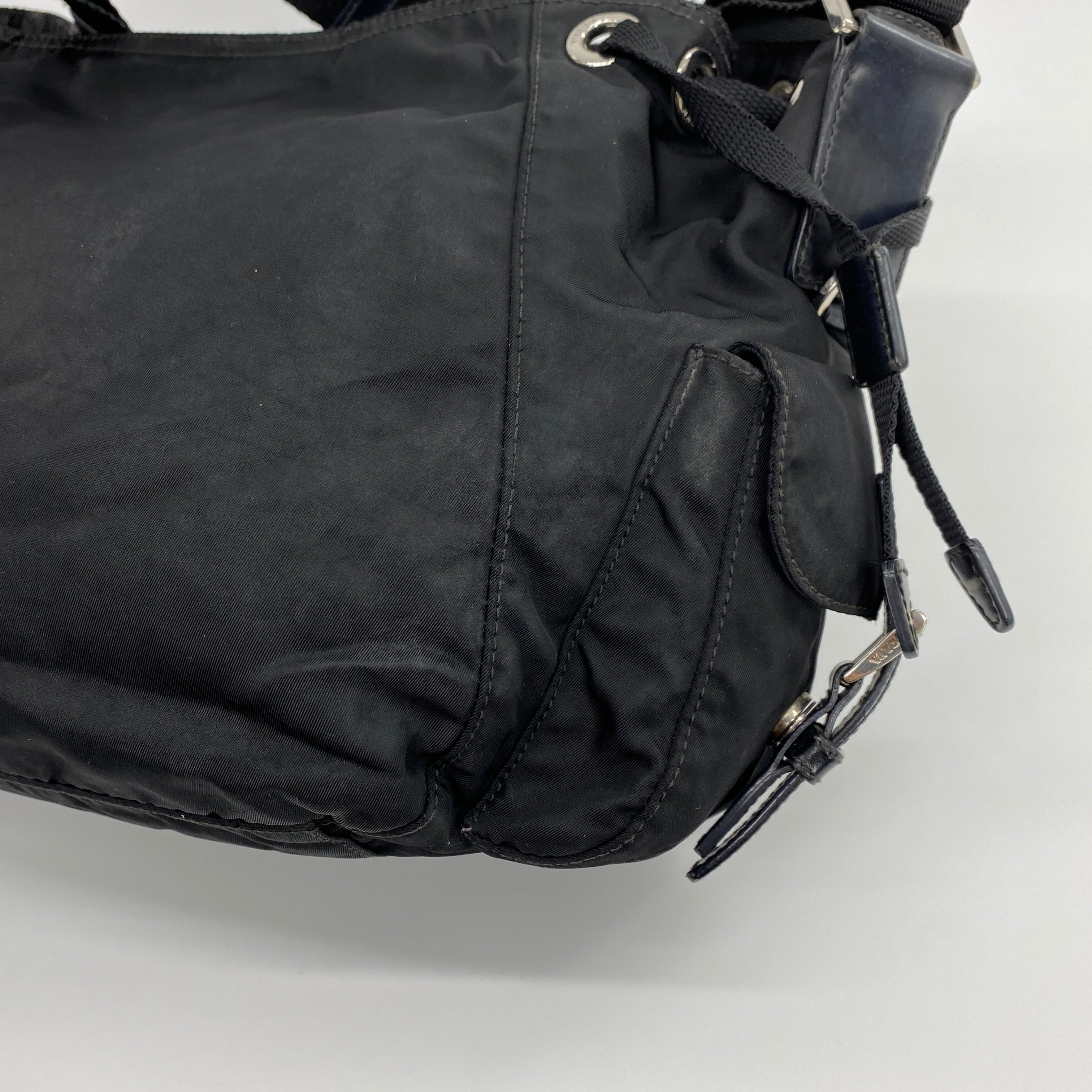 Nylon Hobo Crossbody Bag Black