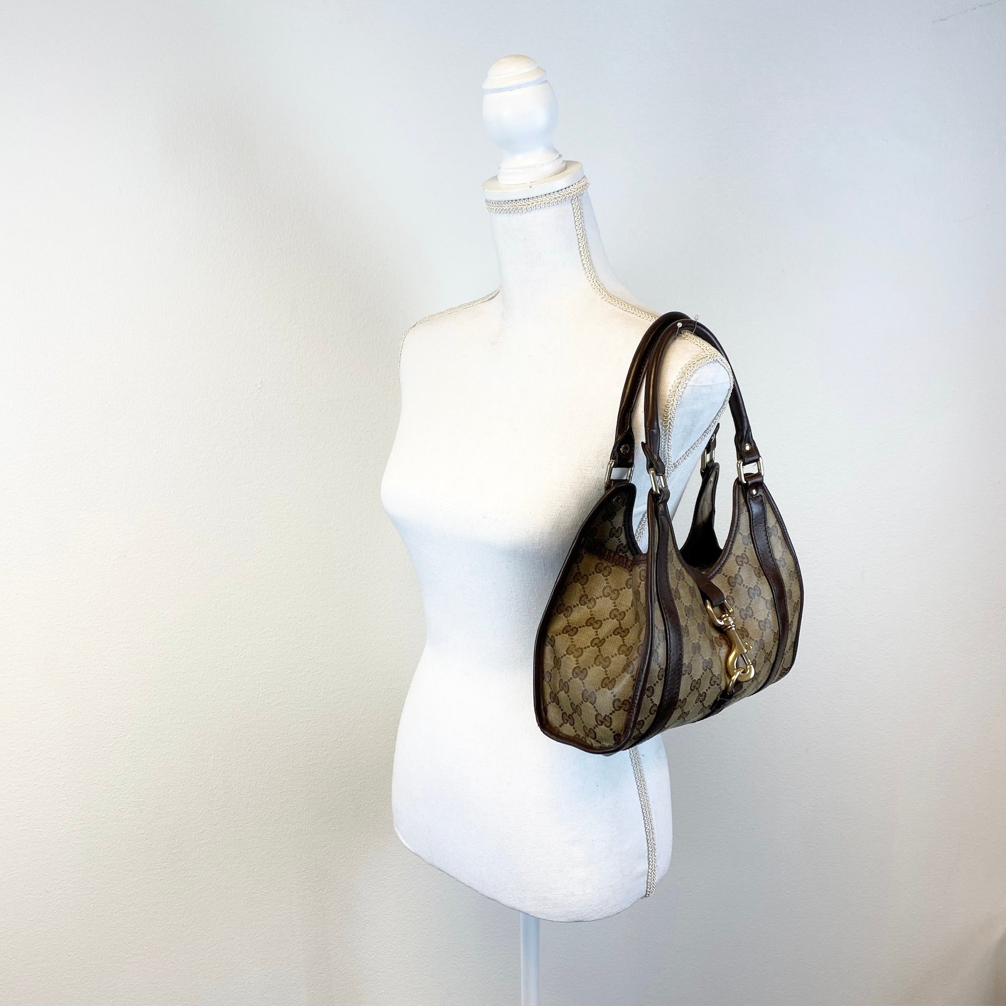 Monogram Jackie Shoulder Bag Beige Brown