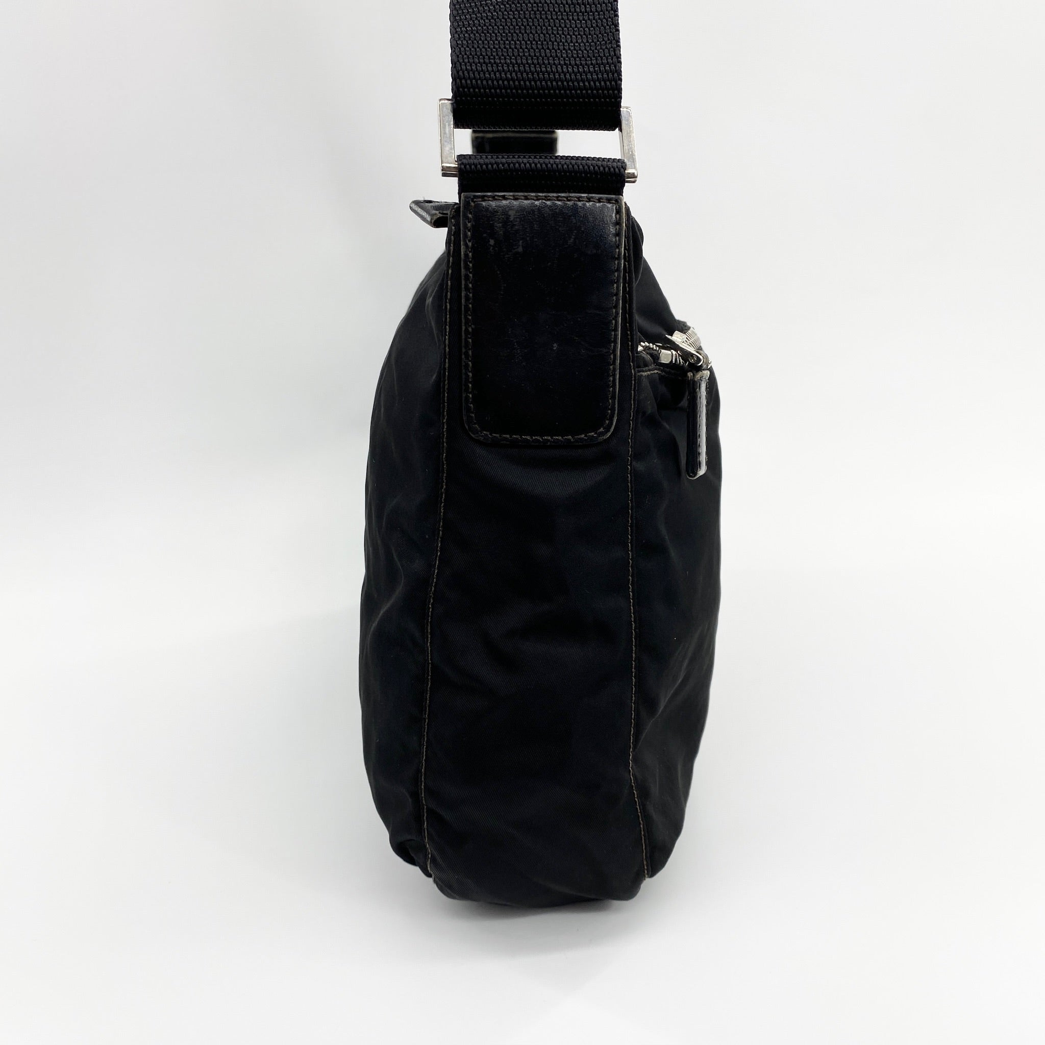Nylon Messenger Crossbody Black