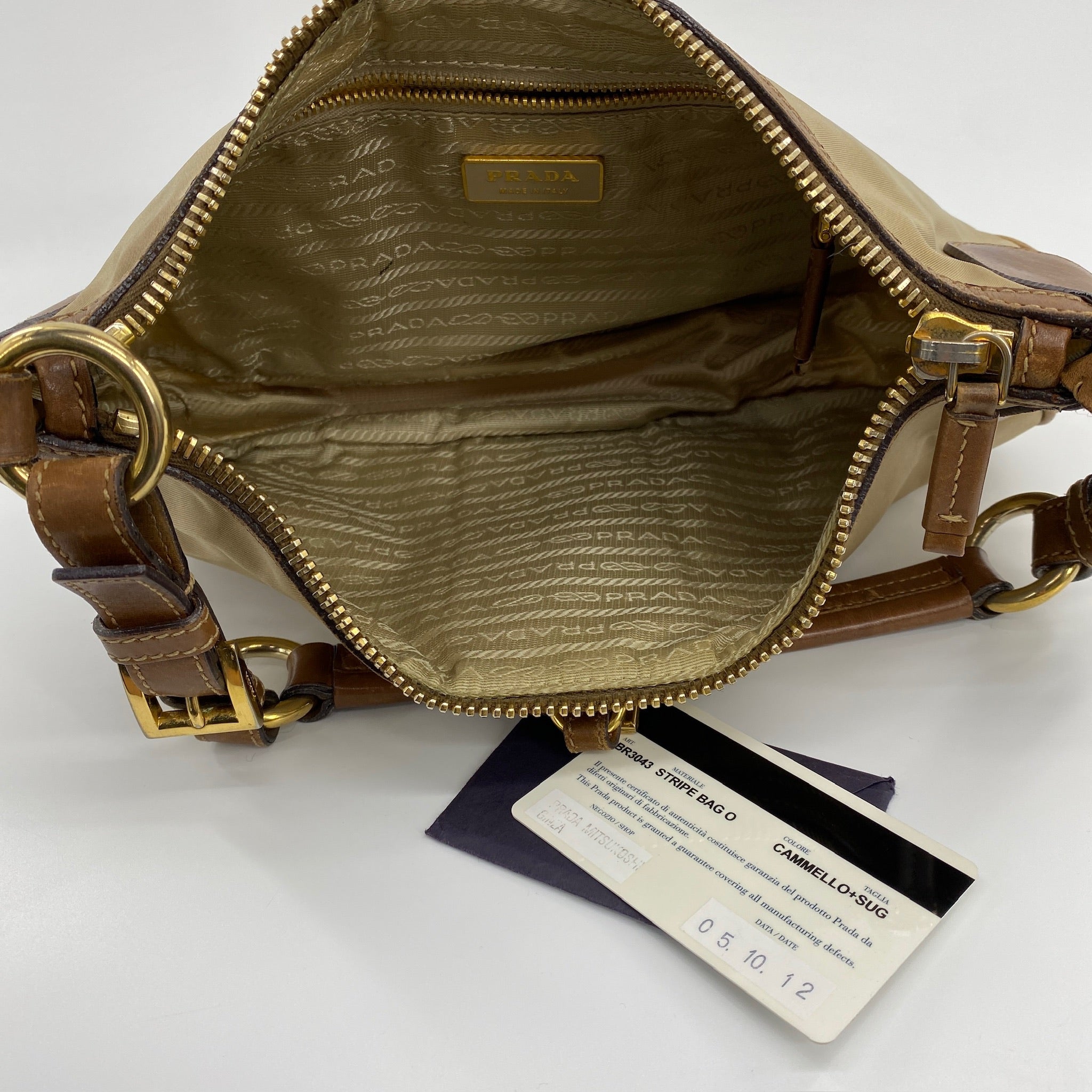 Nylon Shoulder Bag Beige Brown