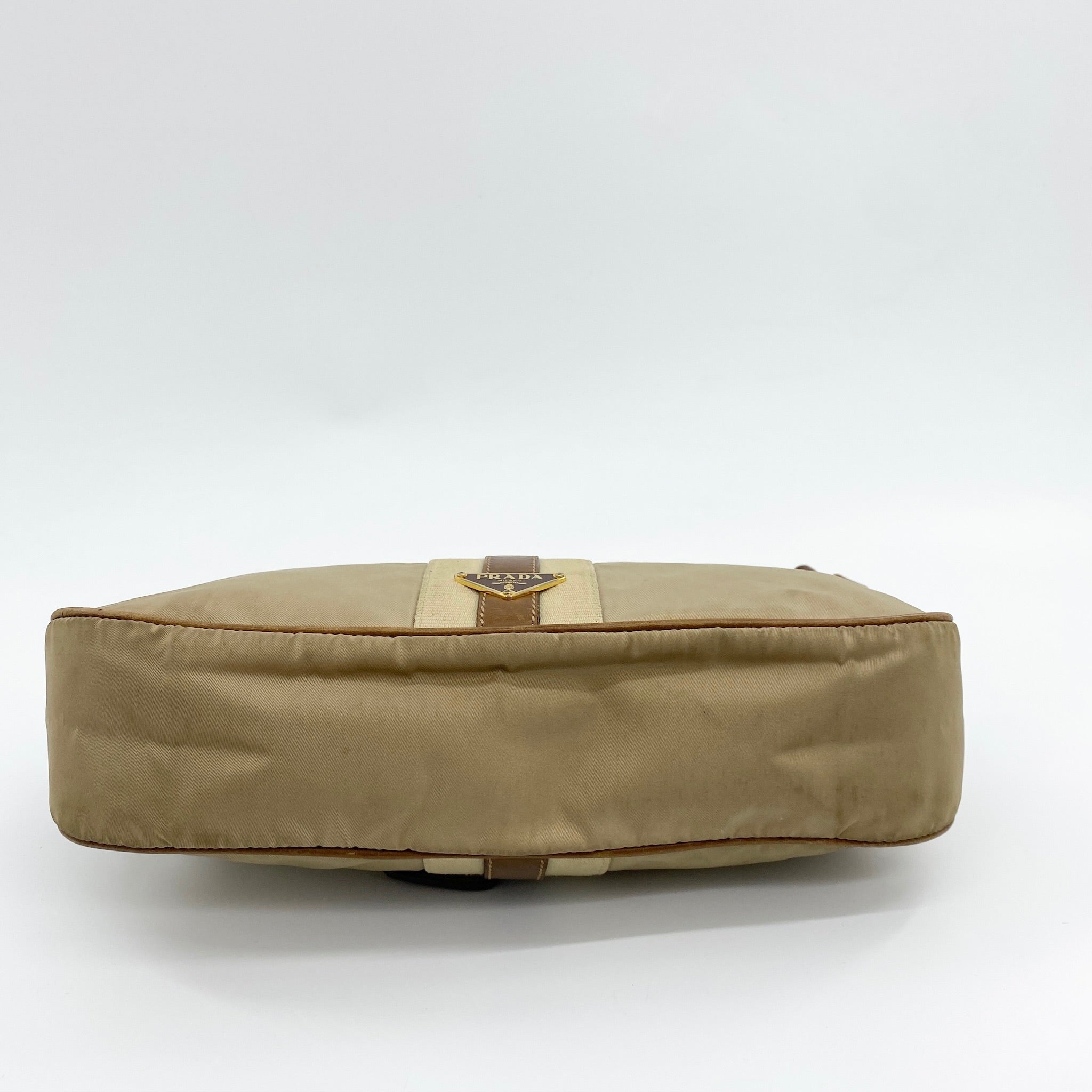 Nylon Shoulder Bag Beige Brown