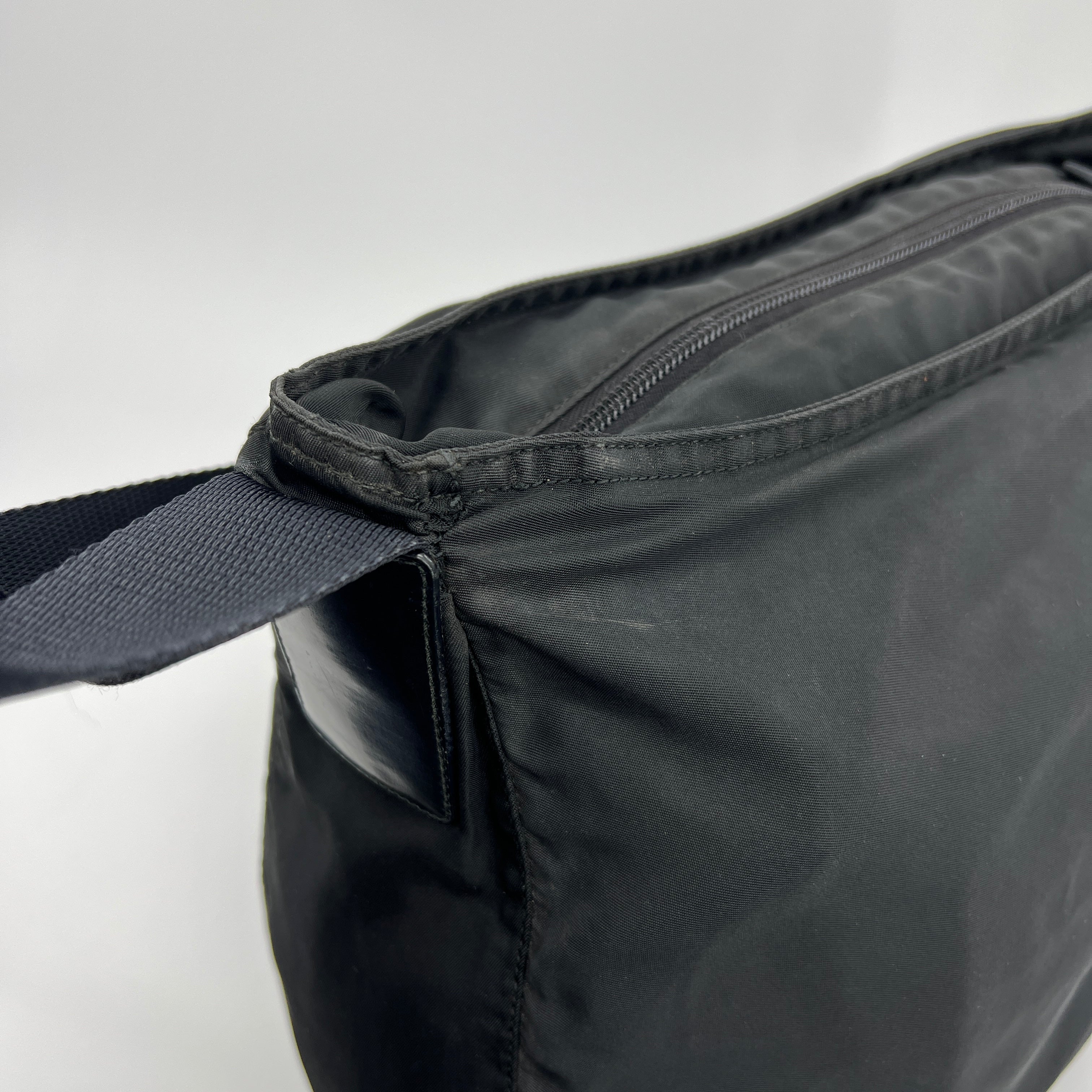 Nylon Hobo Crossbody Bag Black - Vintage Luxuries